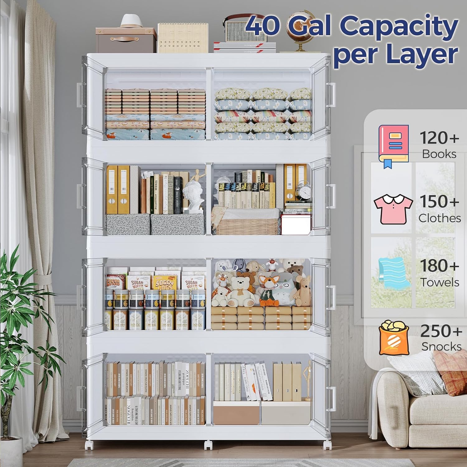 200GAL Storage Bins with Lid and Wheels (5 Count)