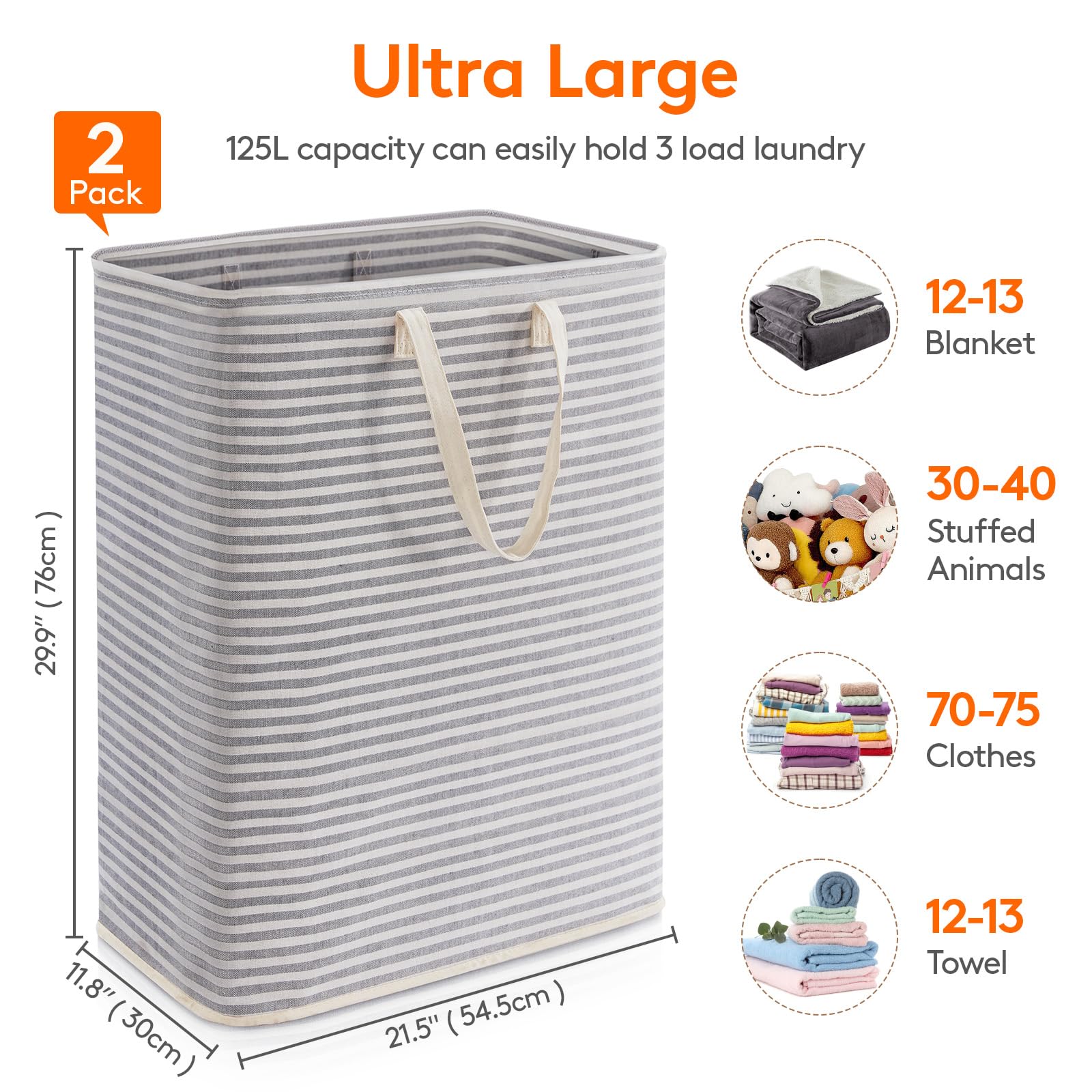 2 Pack Laundry Basket 125L Each (2 Count)