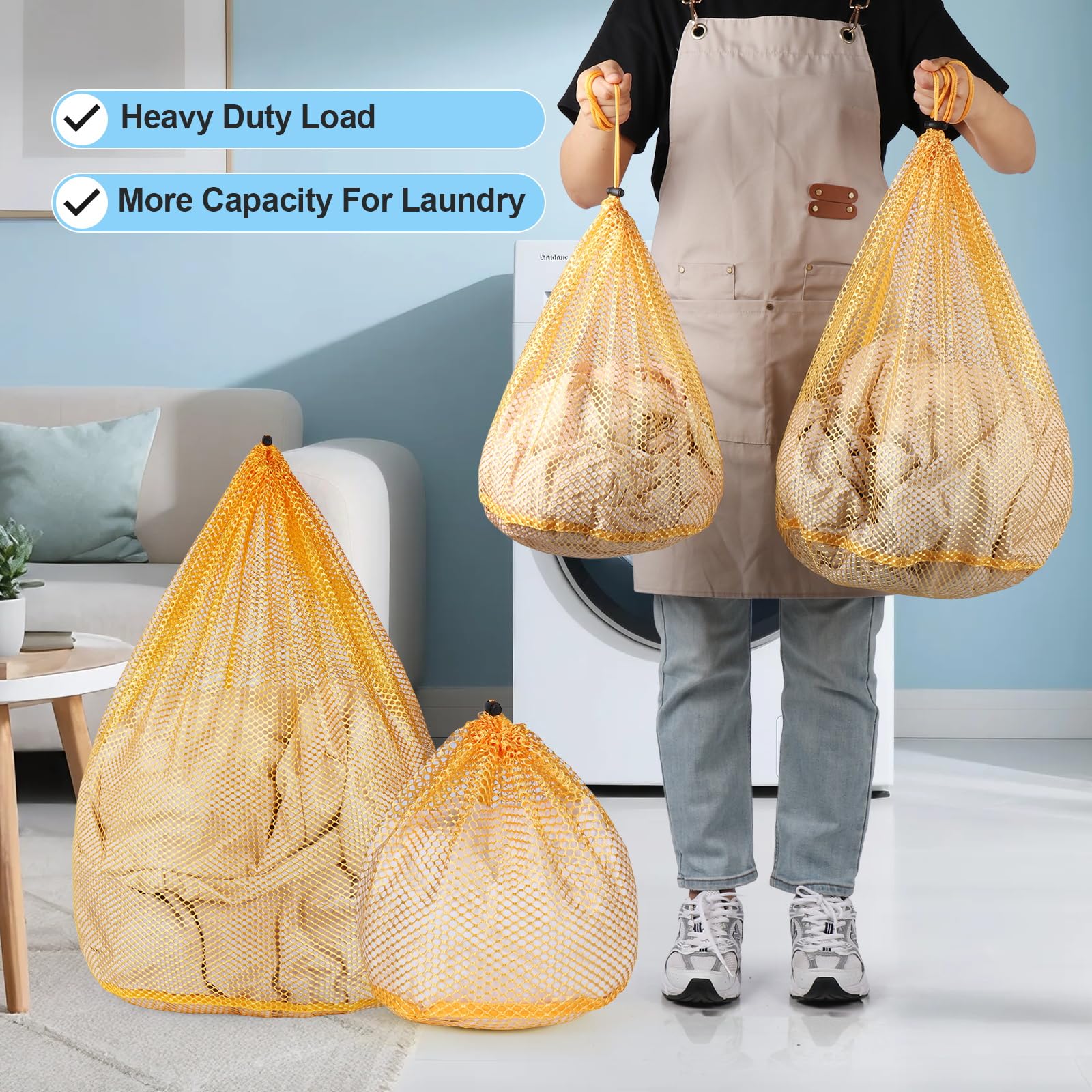 4Pcs Mesh Laundry Bags Washing Machine Mesh Wash Bags for Clothes (4 Count)