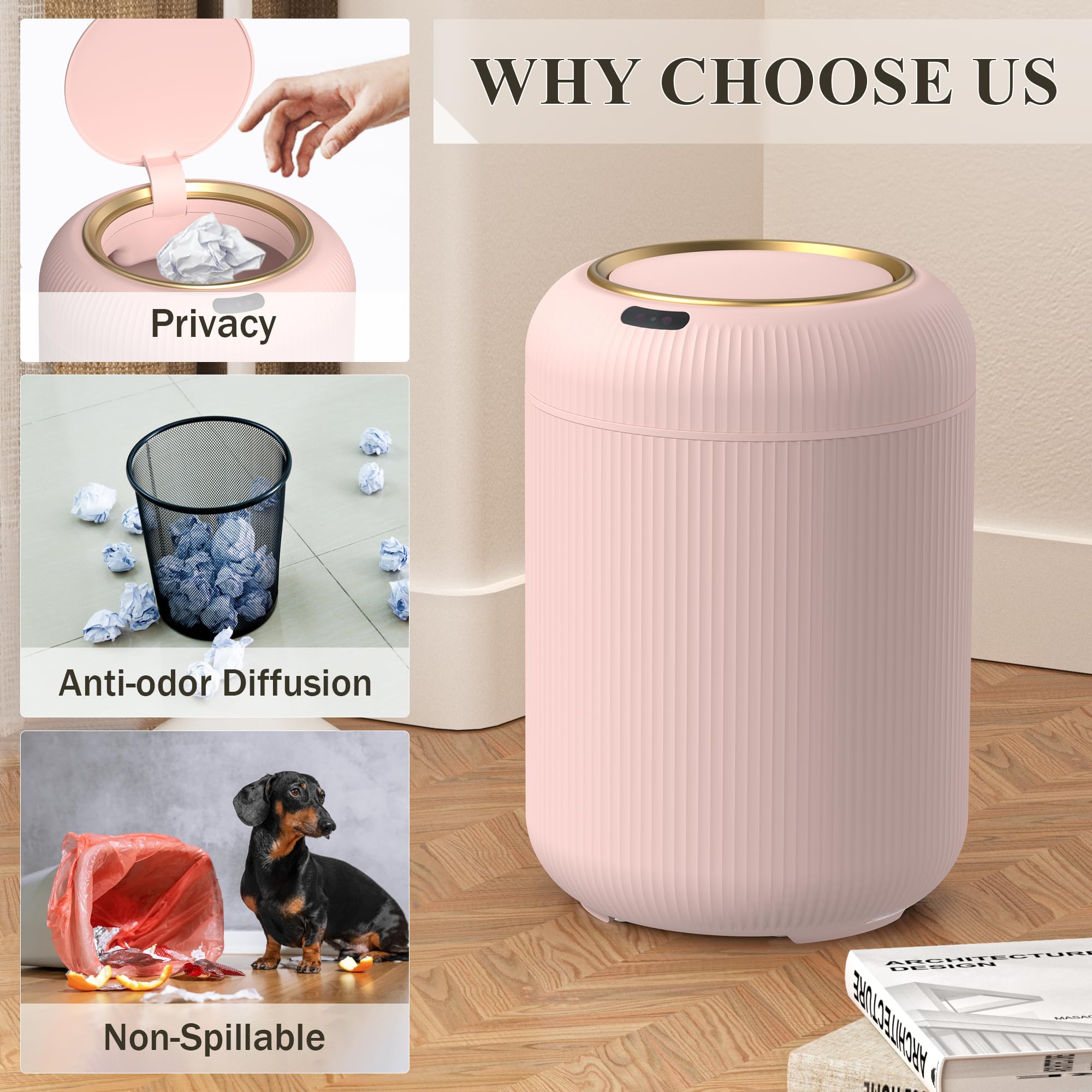 Small Pink Trash Can Bathroom