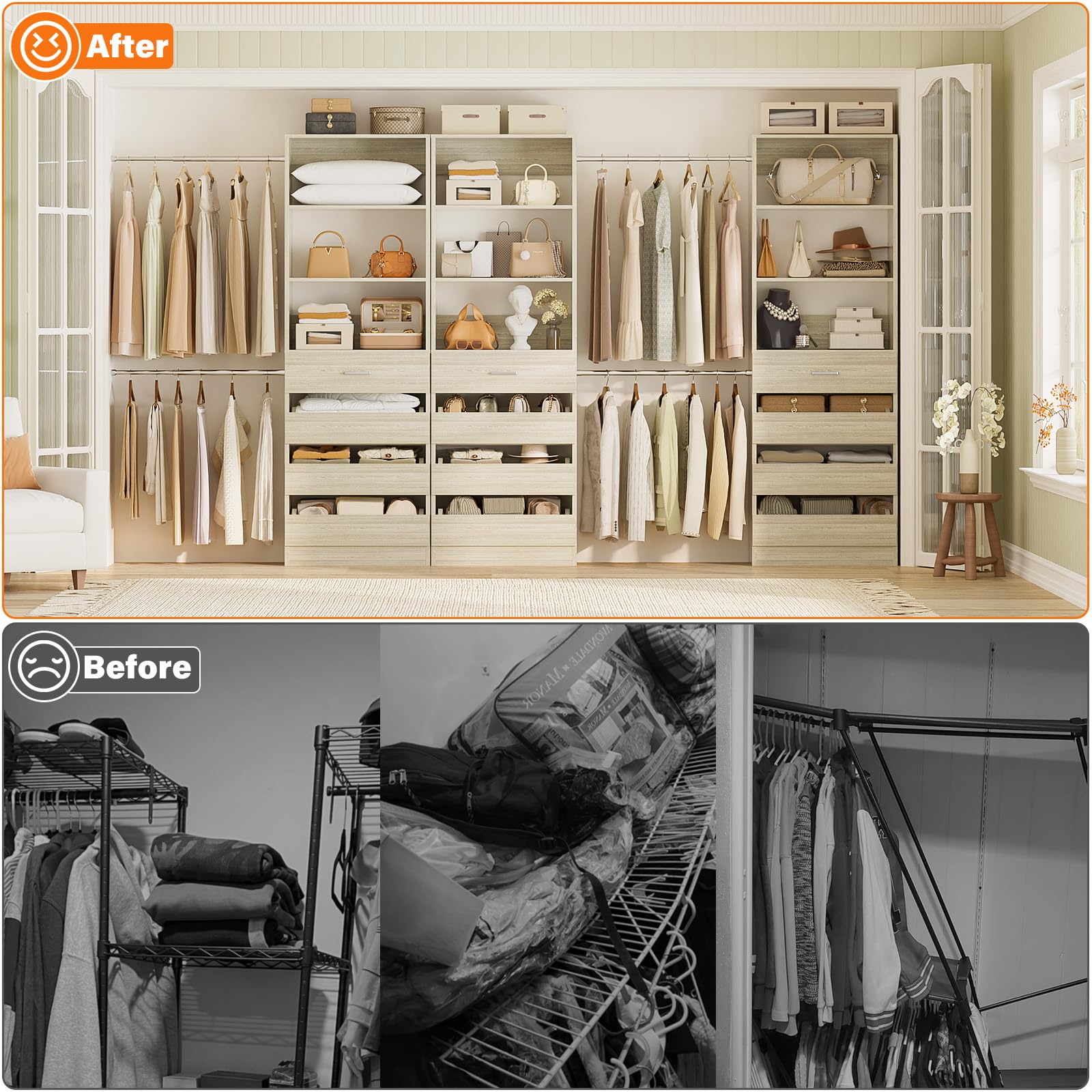 Closet System with 12 Drawers