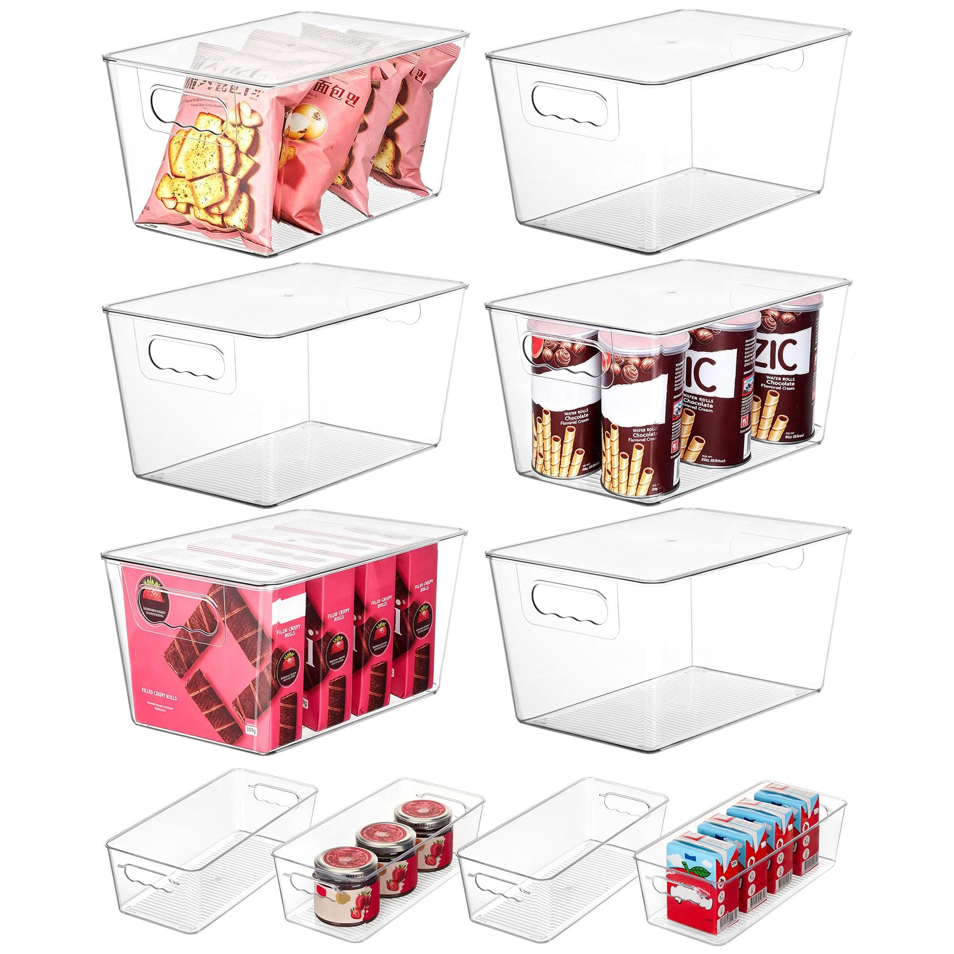 10 Pack Clear Storage Bins with Lid Set for Pantry Organizer (10 Count)