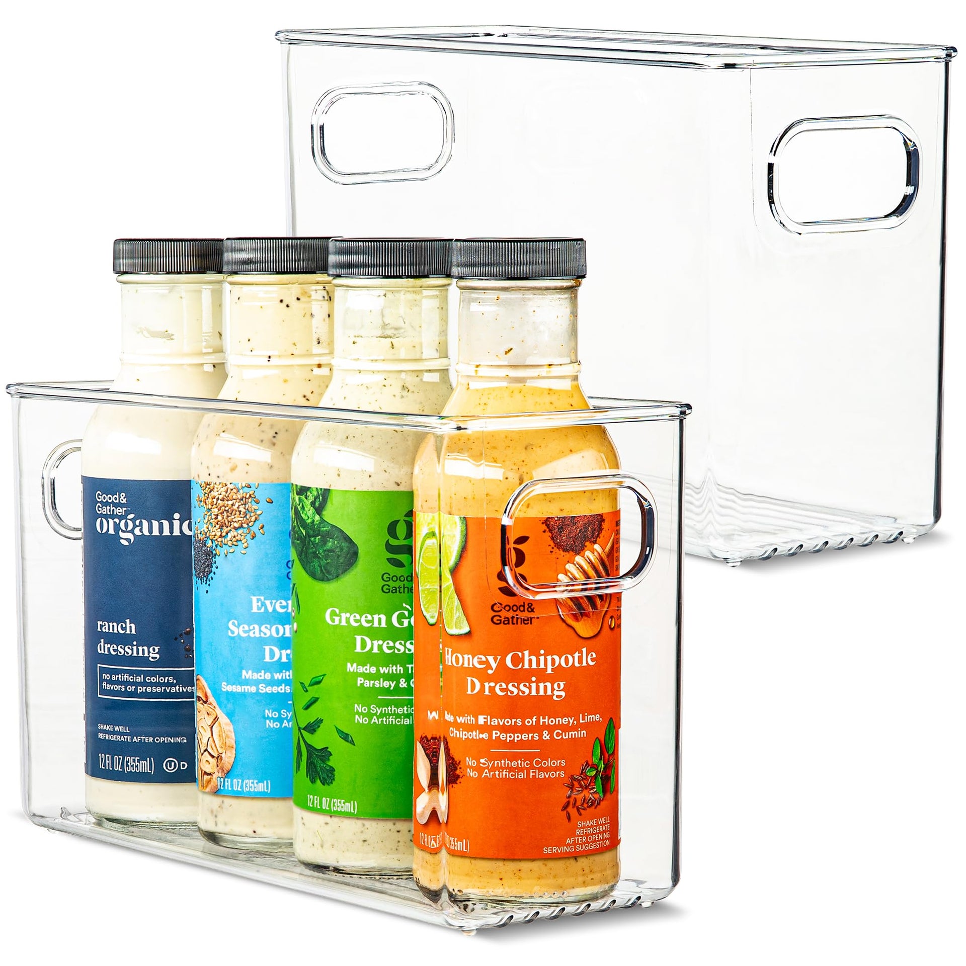 Plastic Food Storage 2 Pack Clear Container Bin with Handles for Organizing Kitchen (6 Count)