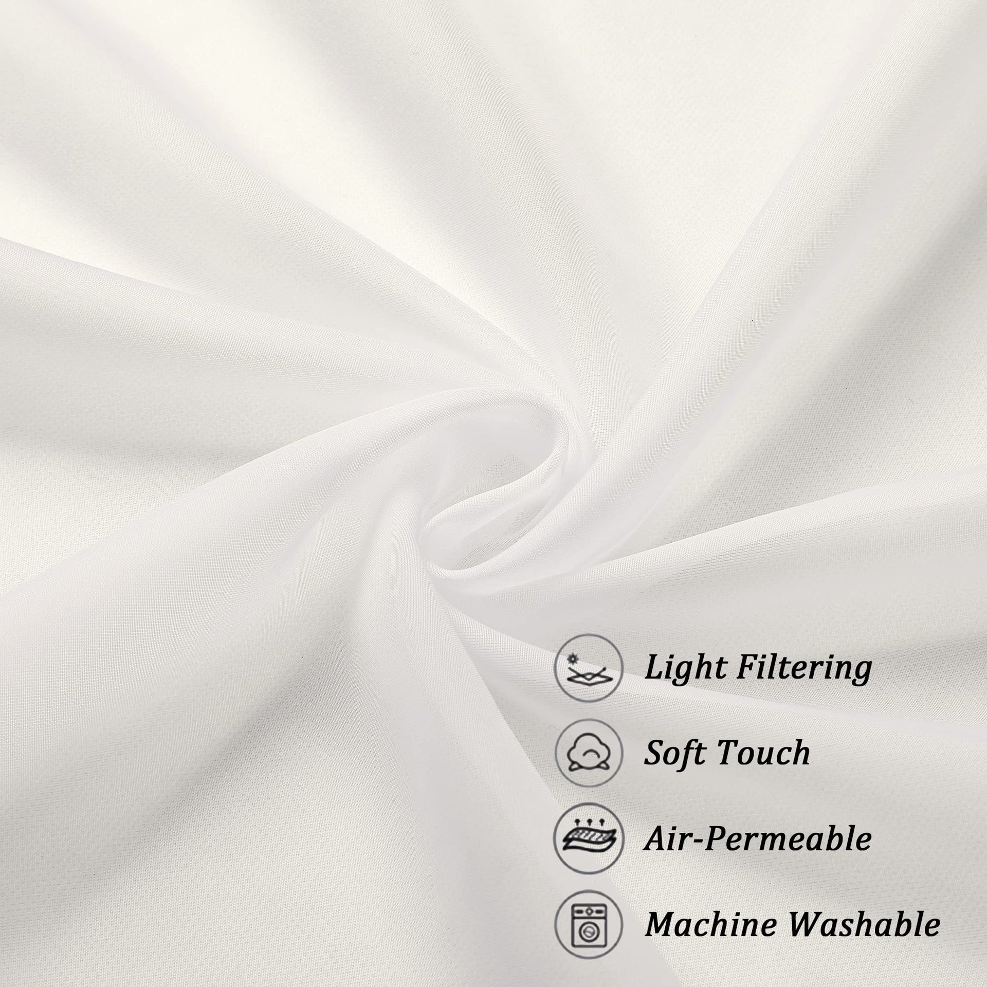 Ivory Sheer Curtains 54 Inch Length 2 Panels for Kitchen