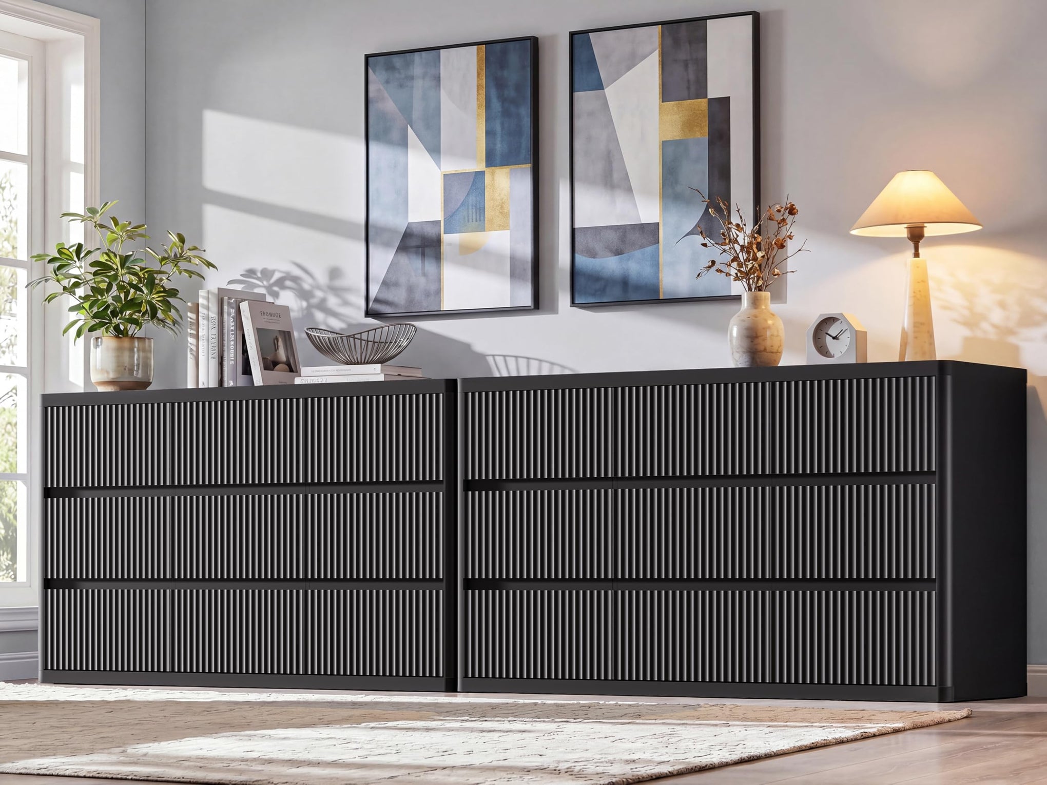 Fluted 9 Drawers Dresser