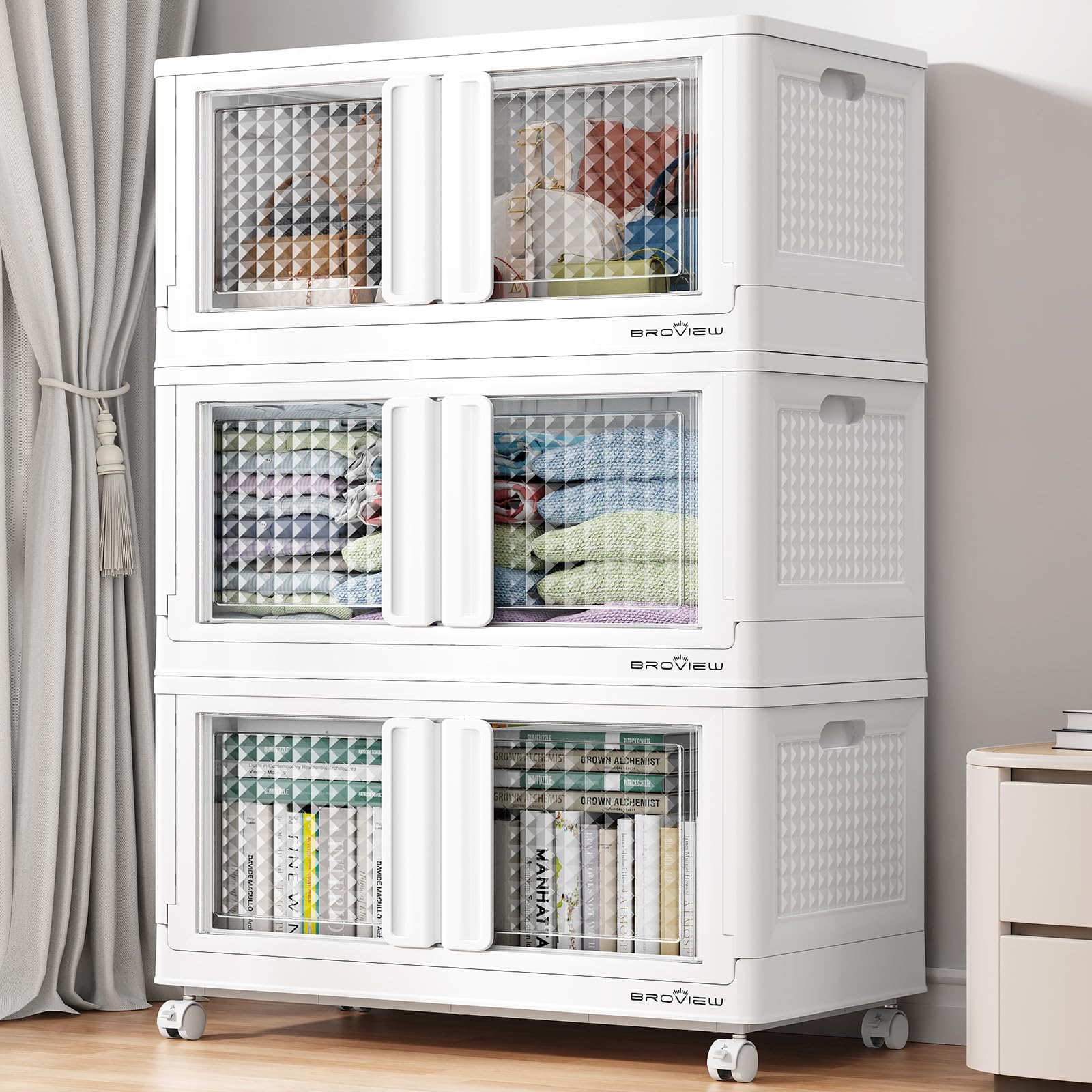 300 Qt Stackable Storage Bins with Lids & Doors (3 Count)