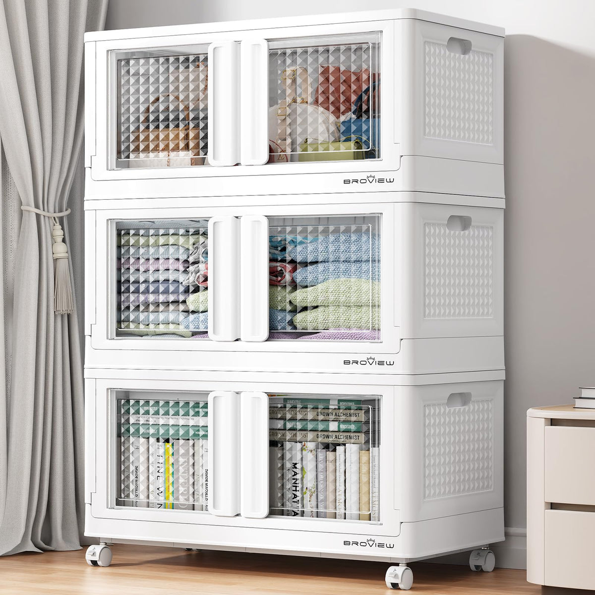 300 Qt Stackable Storage Bins with Lids & Doors (3 Count)