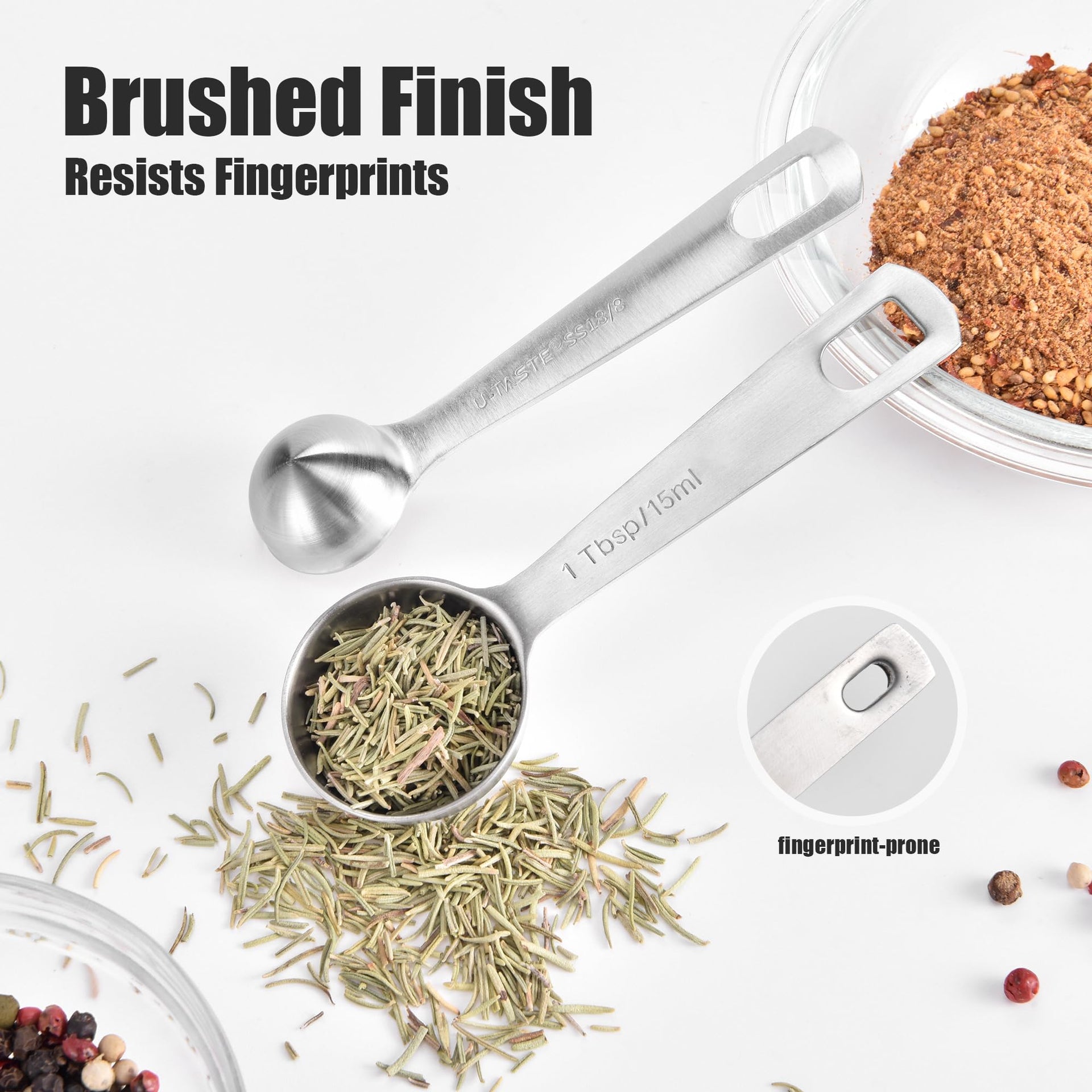 18 8 Stainless Steel Measuring Spoons with Engraved Metric (6 Count)