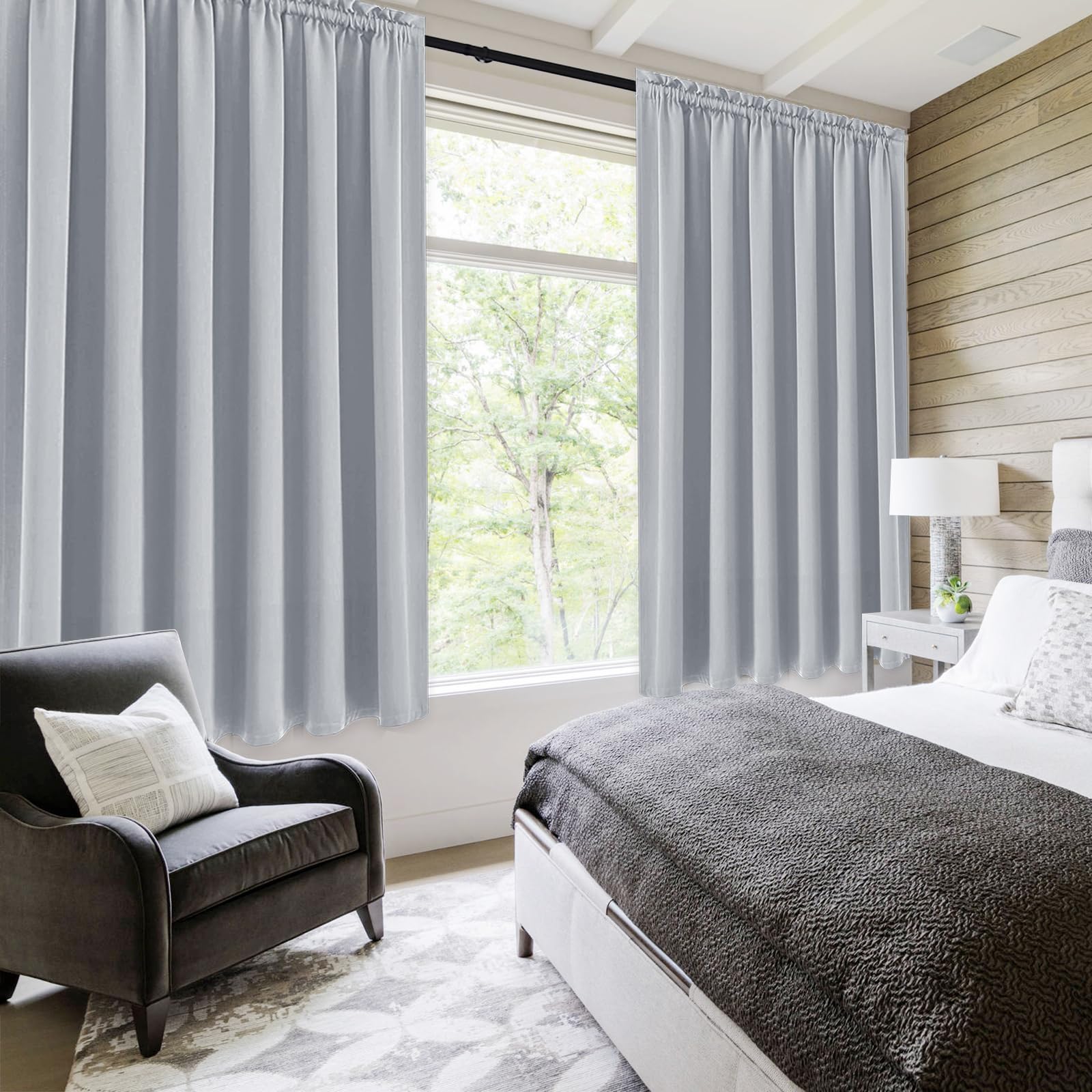 Wide Blackout Curtains for Living Room 70 x 72 Inch Long 2 Panels