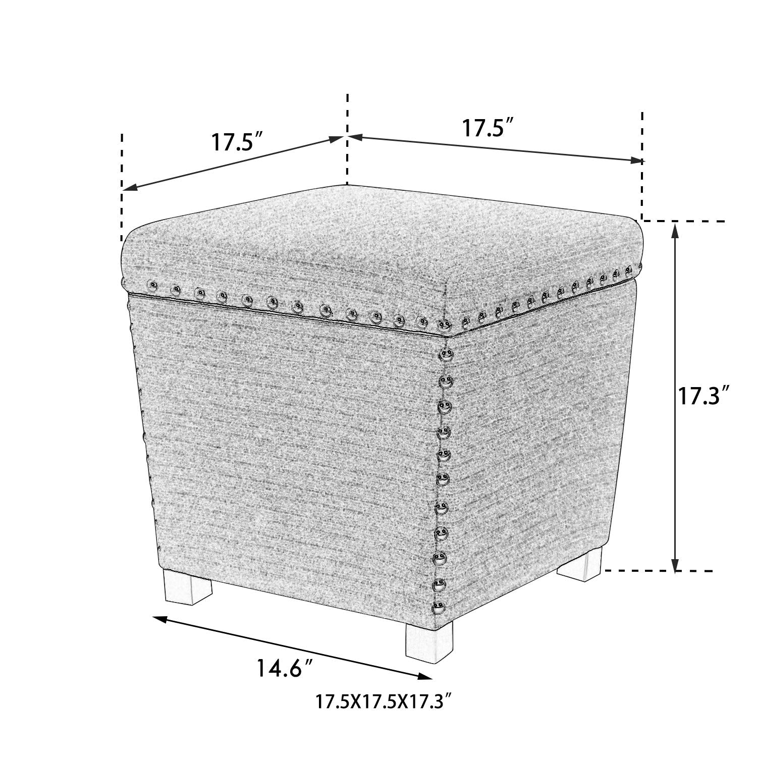 Square Storage Ottoman with Hinged Lid