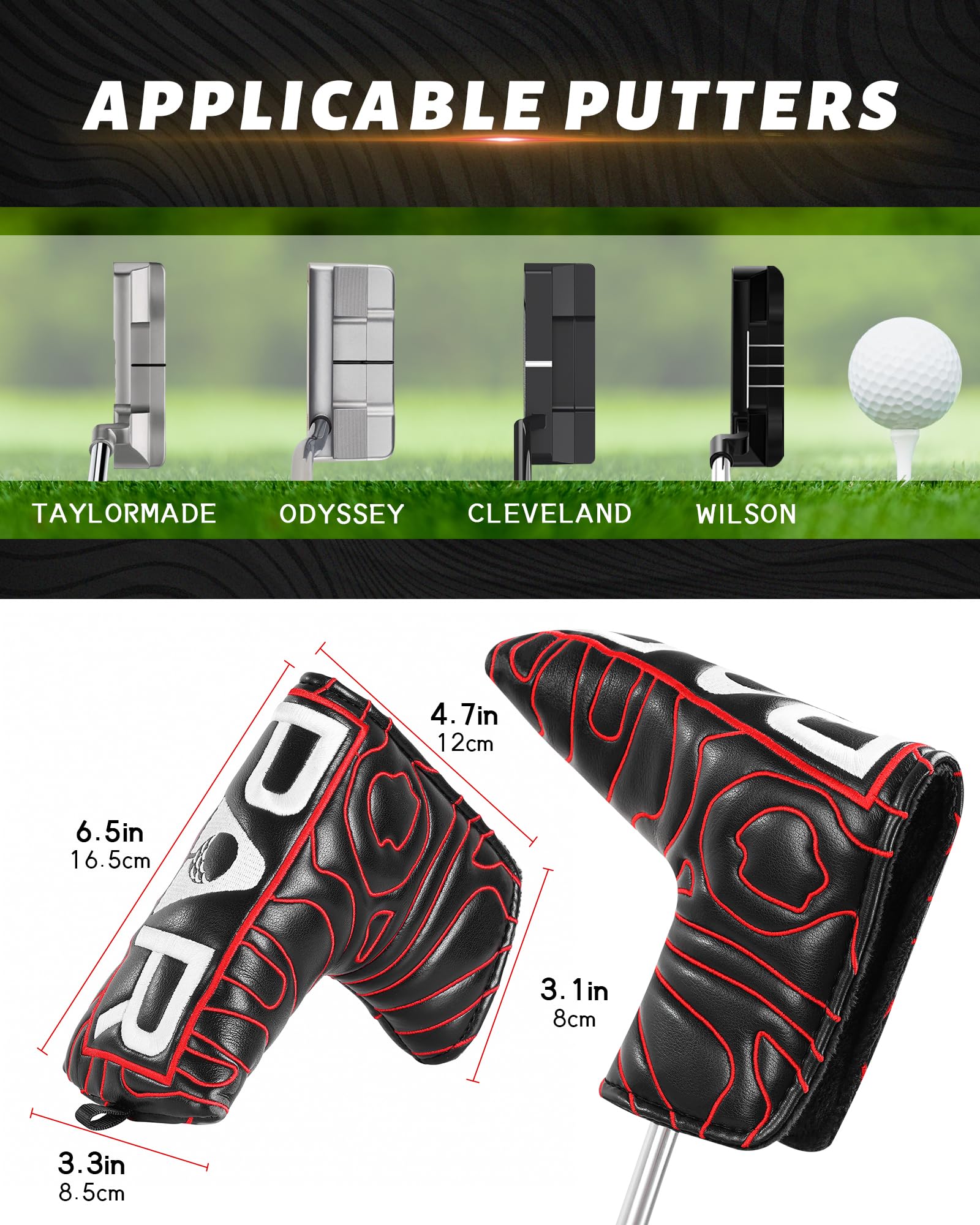 Golf Blade Putter Cover Head Covers Club Protector Magnetic Bar Closure USA Pattern for Scotty Cameron Taylormade Odyssey