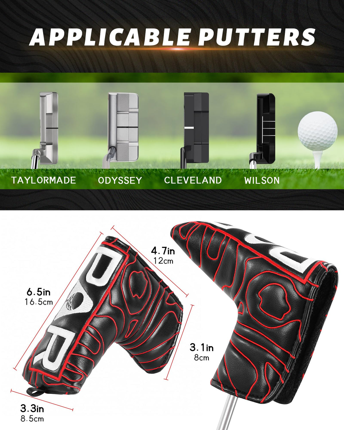 Golf Blade Putter Cover Head Covers Club Protector Magnetic Bar Closure USA Pattern for Scotty Cameron Taylormade Odyssey