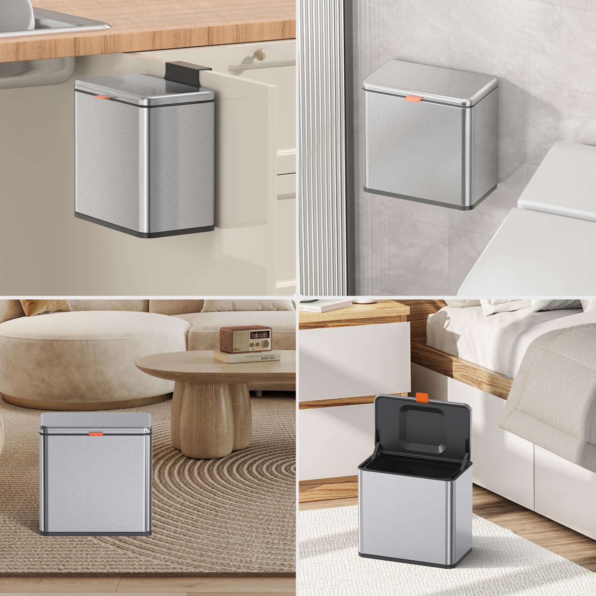 1.05 Gal Silver Hanging Stainless Steel Compost Bin