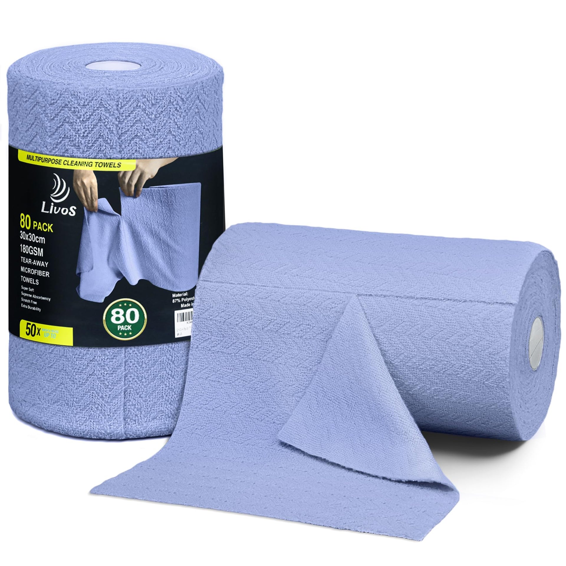 Microfiber Cleaning Cloth Roll (80 Count)