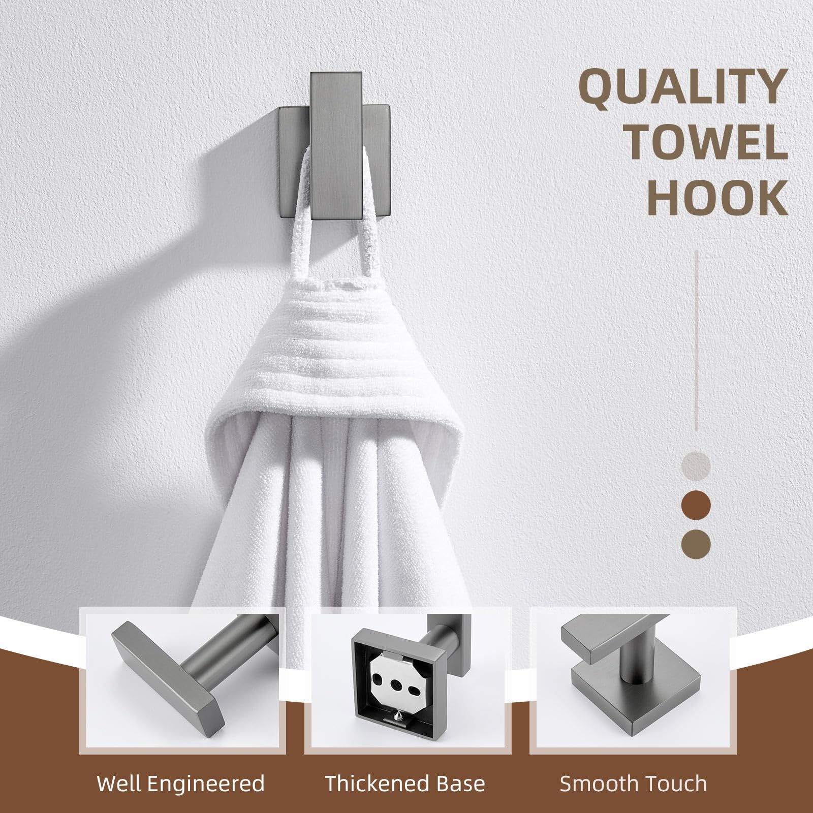 Gunmetal Gray Bathroom Towel Hook