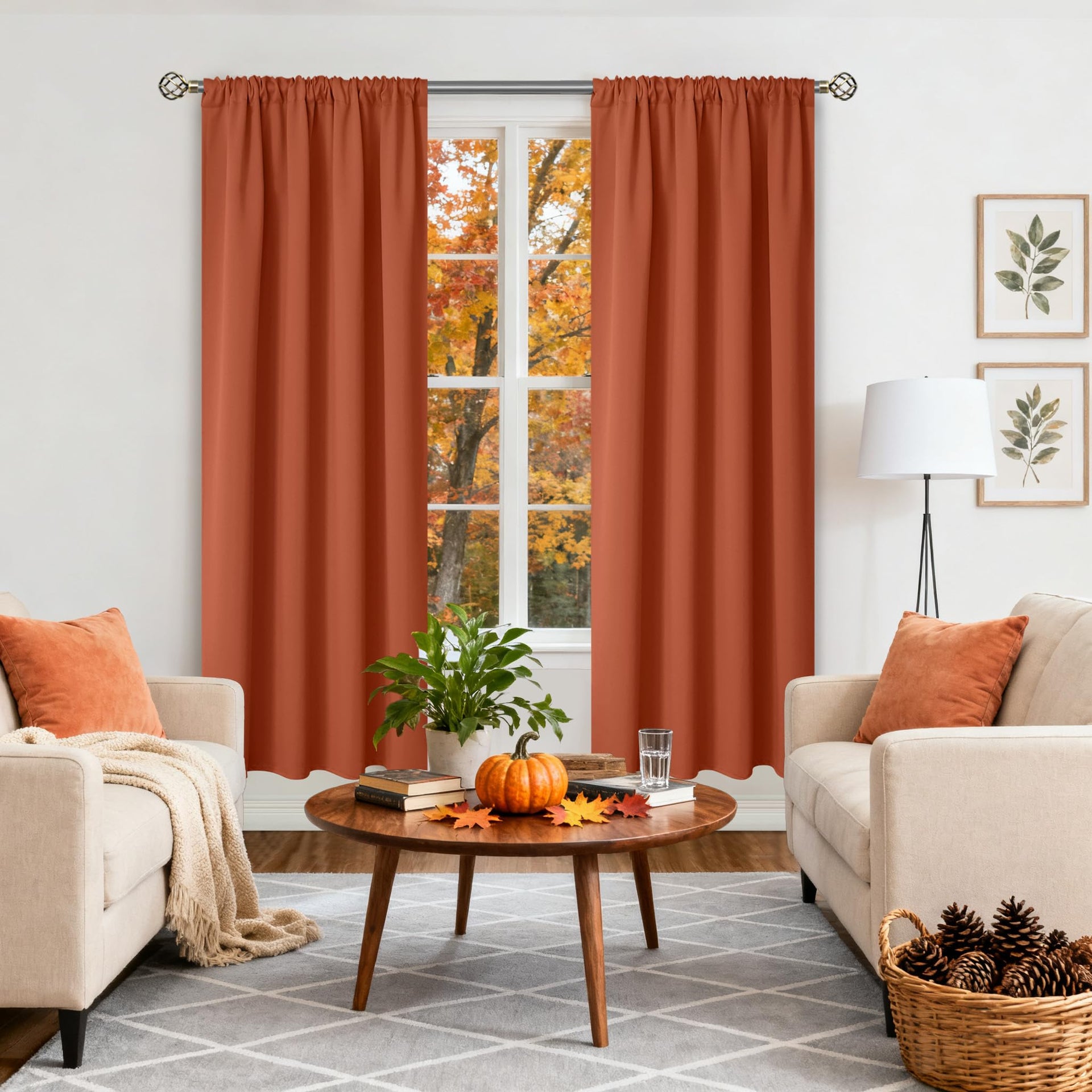 Terracotta Blackout Curtains for Living Room Window (2 Count)