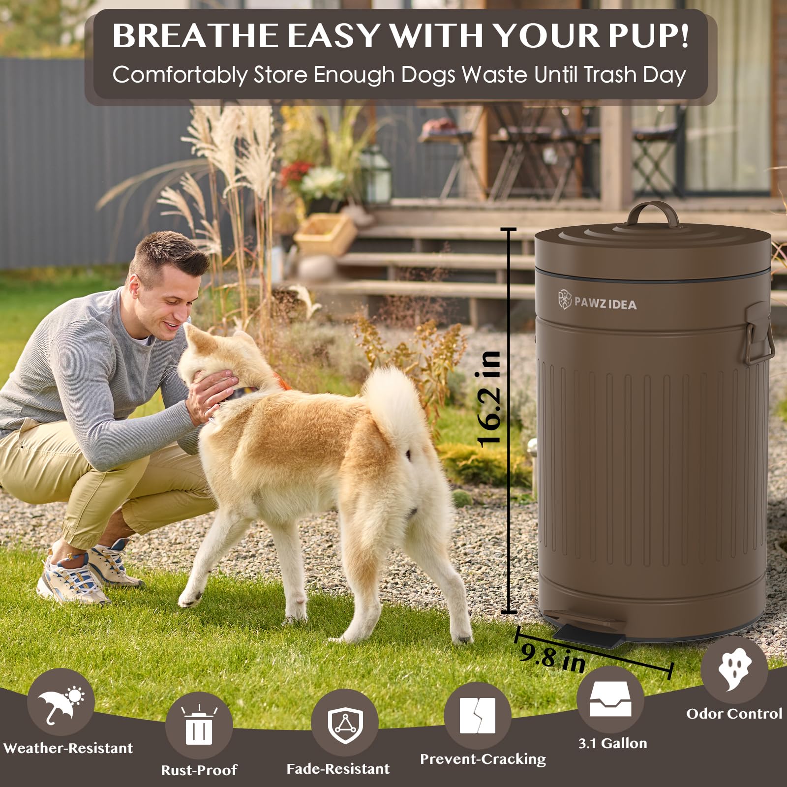 Dog Poop Trash Can Outside Odor Control