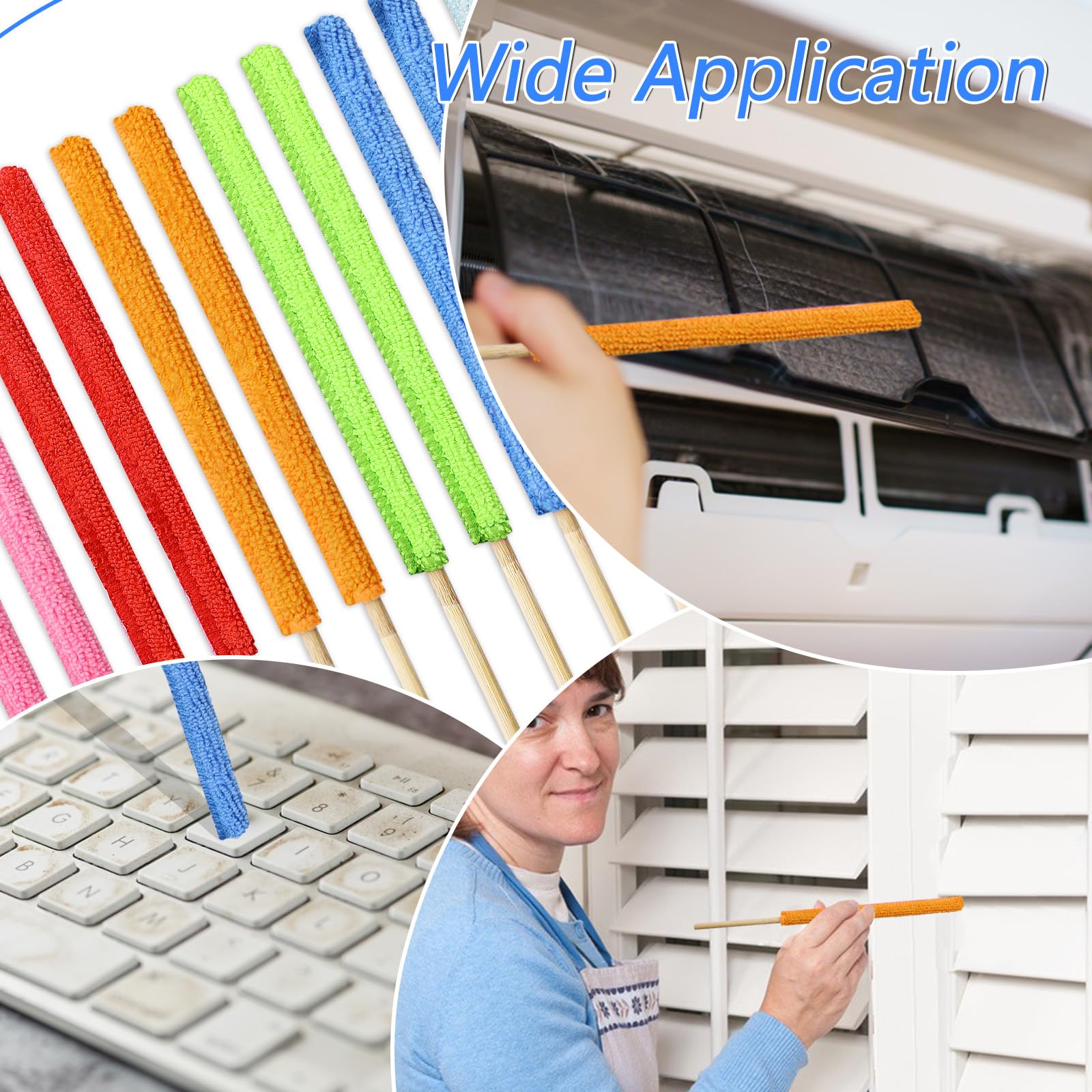 12 Pcs Microfiber Detail Duster Sticks Fan Cleaning Brush Crevice Cleaning Tool AC Vent Cleaner Mini Split Cleaning Kit Fan Blade Cleaner Dusters for Cleaning Home Car Window Blind (12 Count)