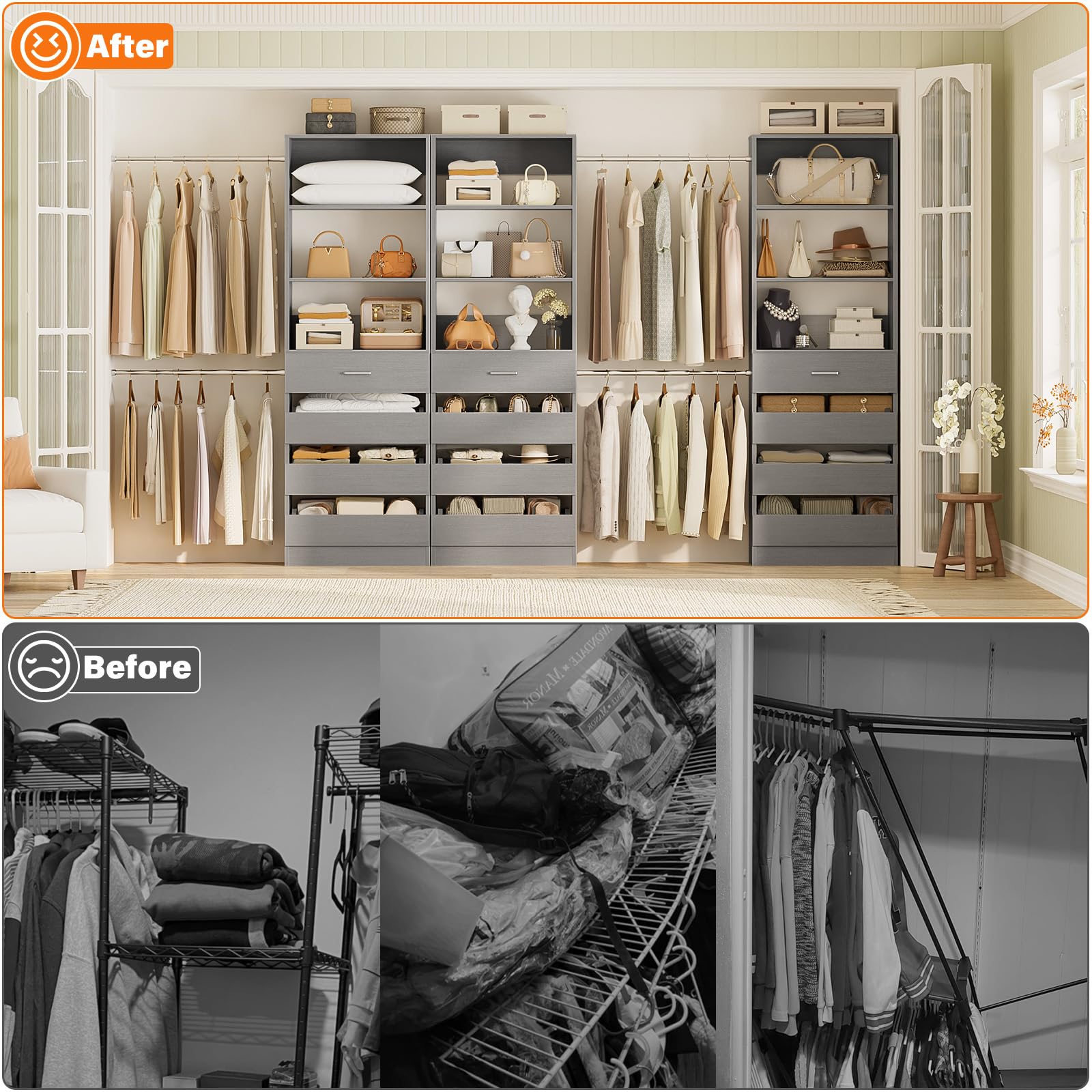 Closet System with 12 Drawers