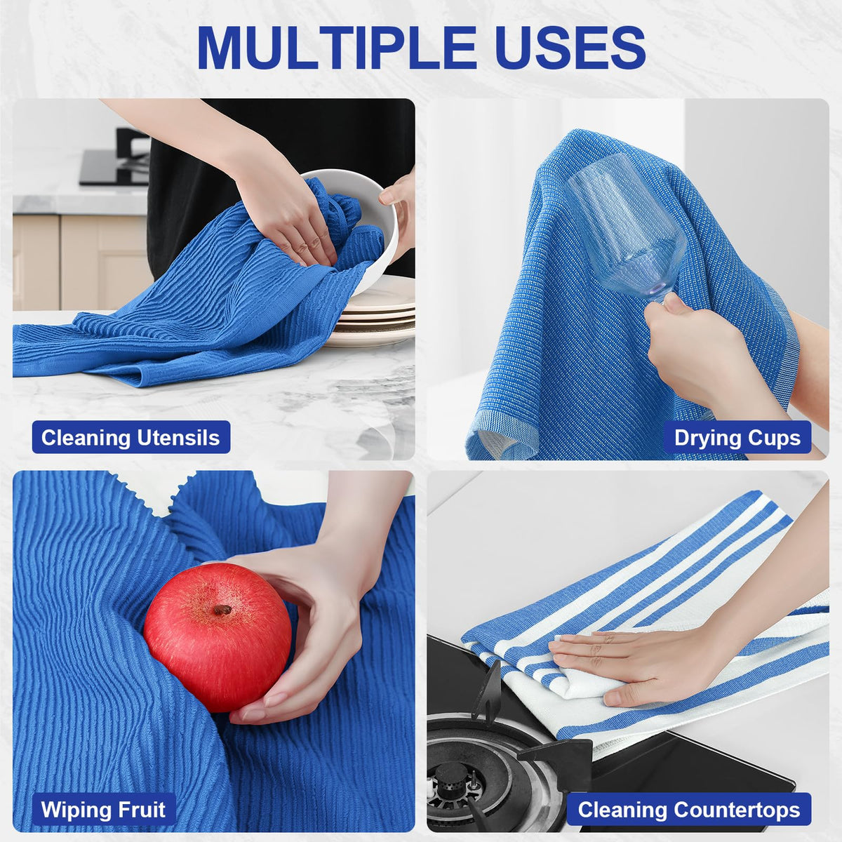 Cotton 380 GSM Premium Kitchen Towels (3 Count)