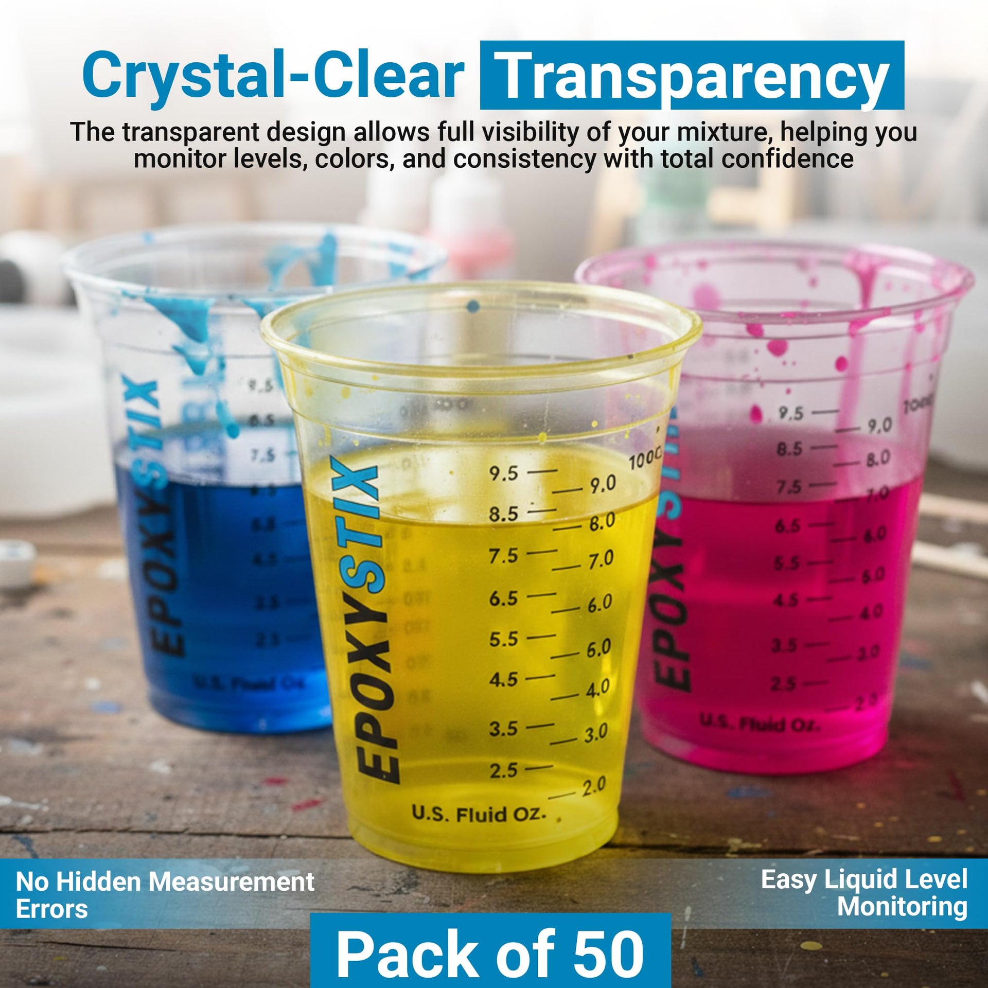 50 Pack] NEW SIZE 12oz Graduated Mixing Cups
