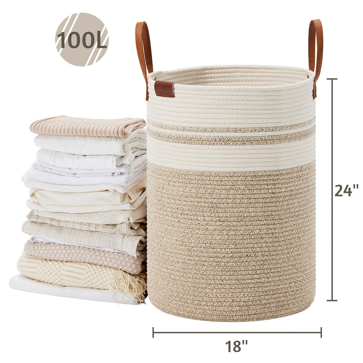 100L Tall Woven Rope Laundry Hamper (3381.4023 Fl Oz) - ModHome Supplies