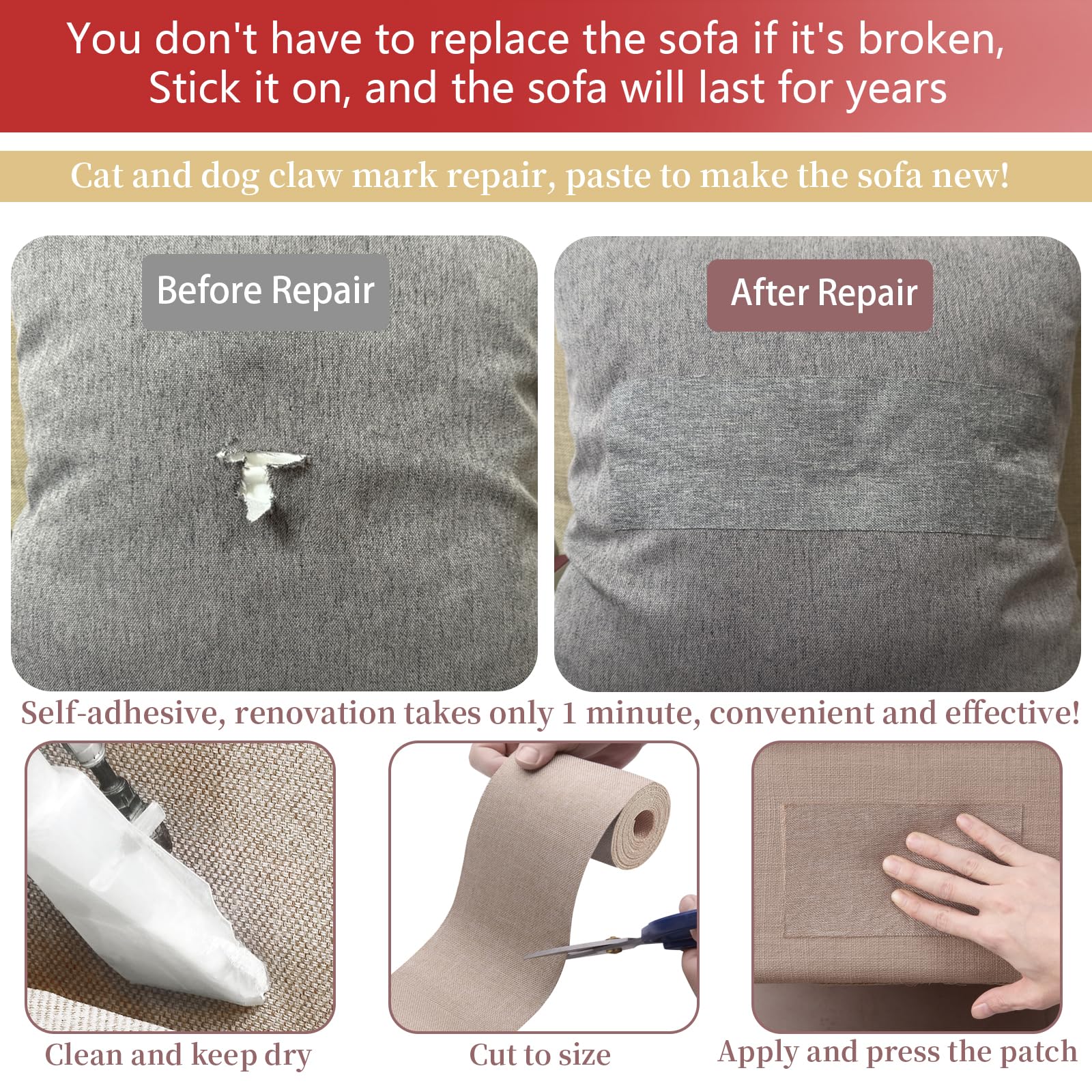 Linen Repair Tape 4x70 Inch Self