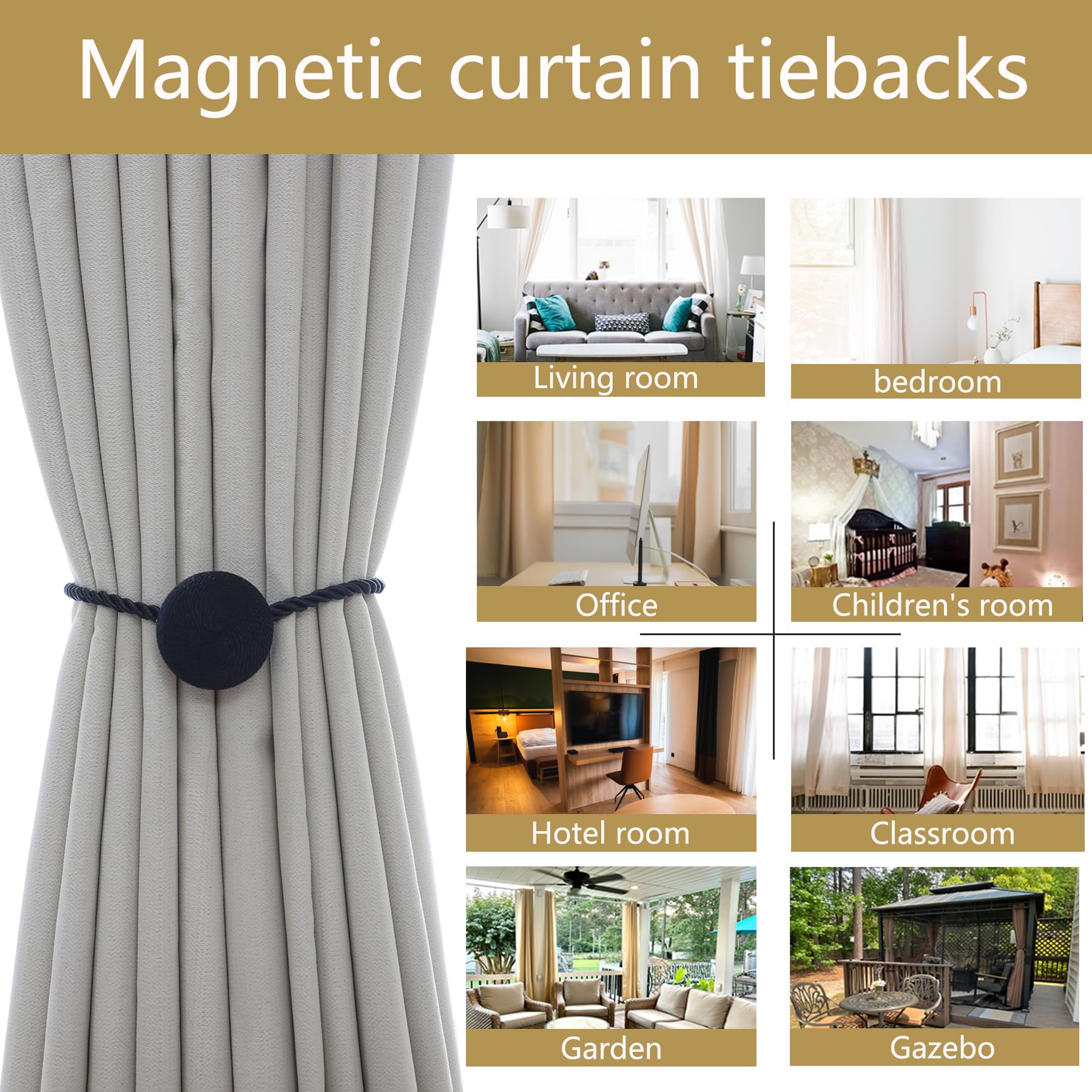 Magnetic Curtain Tiebacks (4 Count)