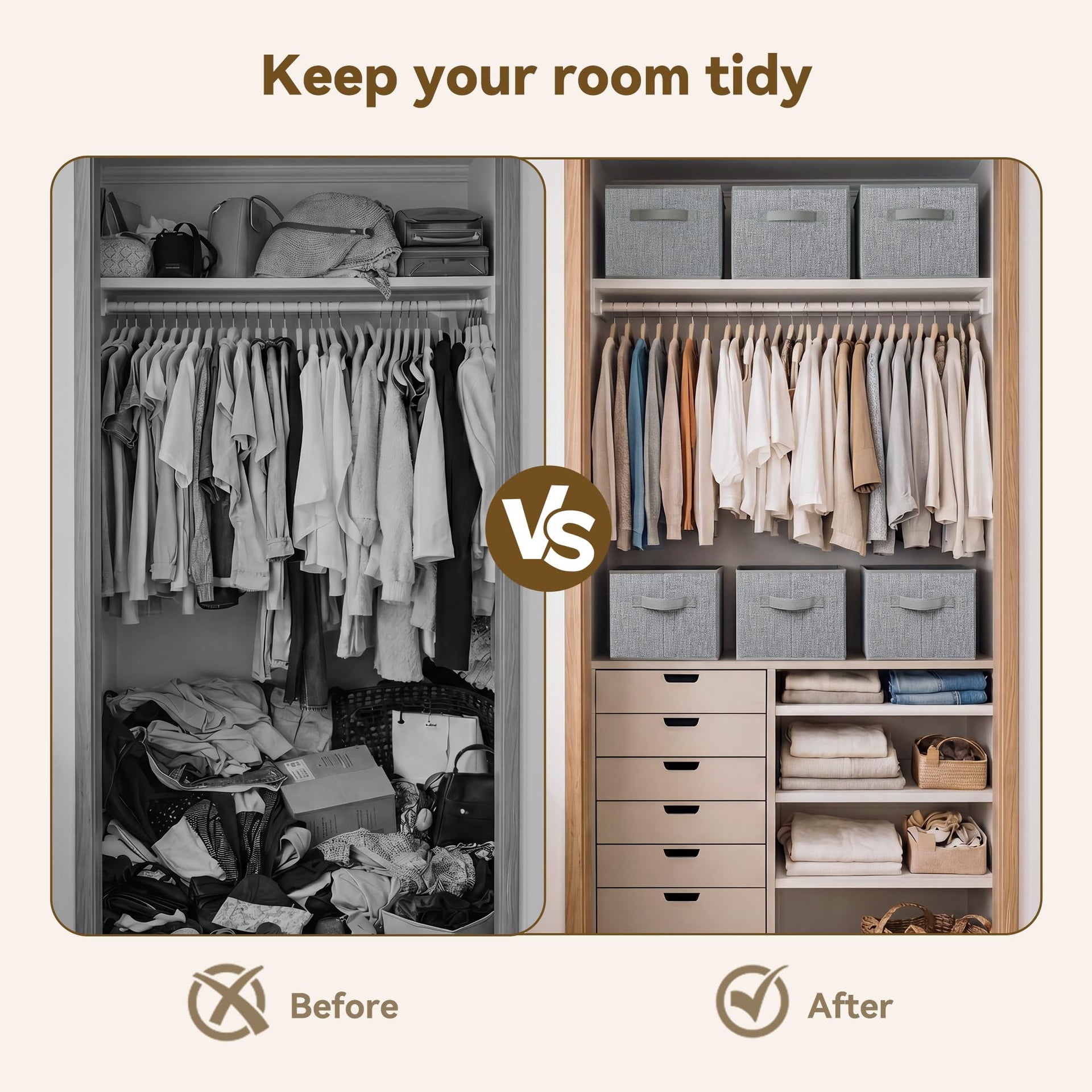 Closet Storage Bins with Handles (3 Count)