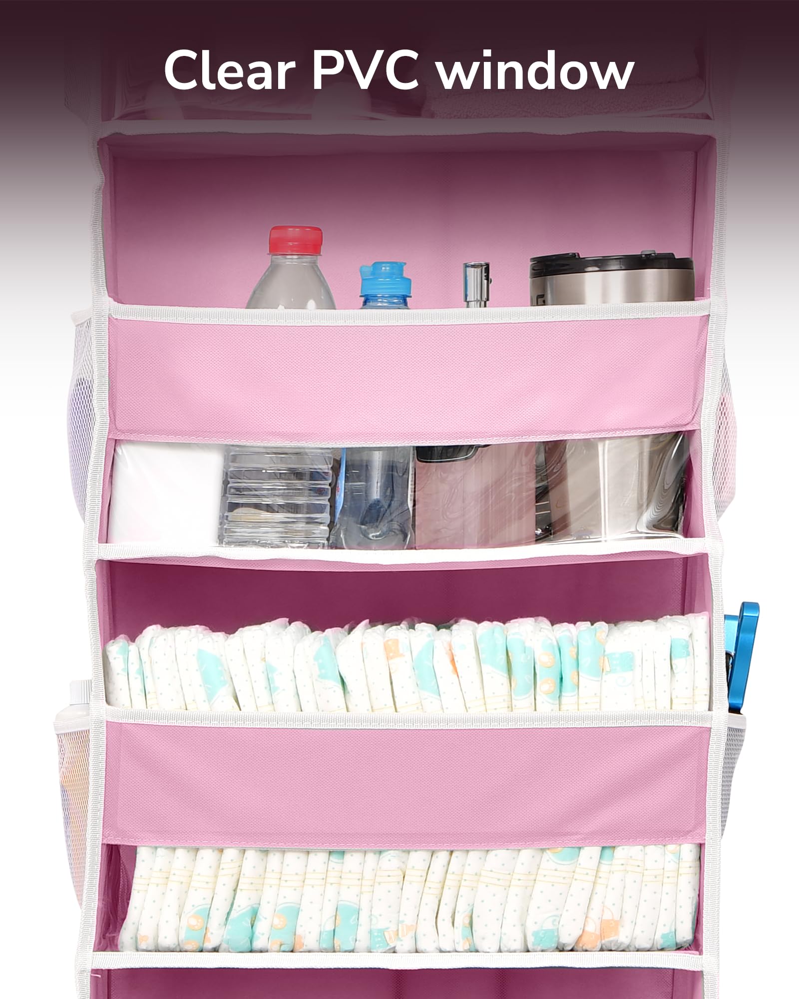 1 Pack Over Door Organizer with 5 Large Pockets 10 Mesh Side Pockets