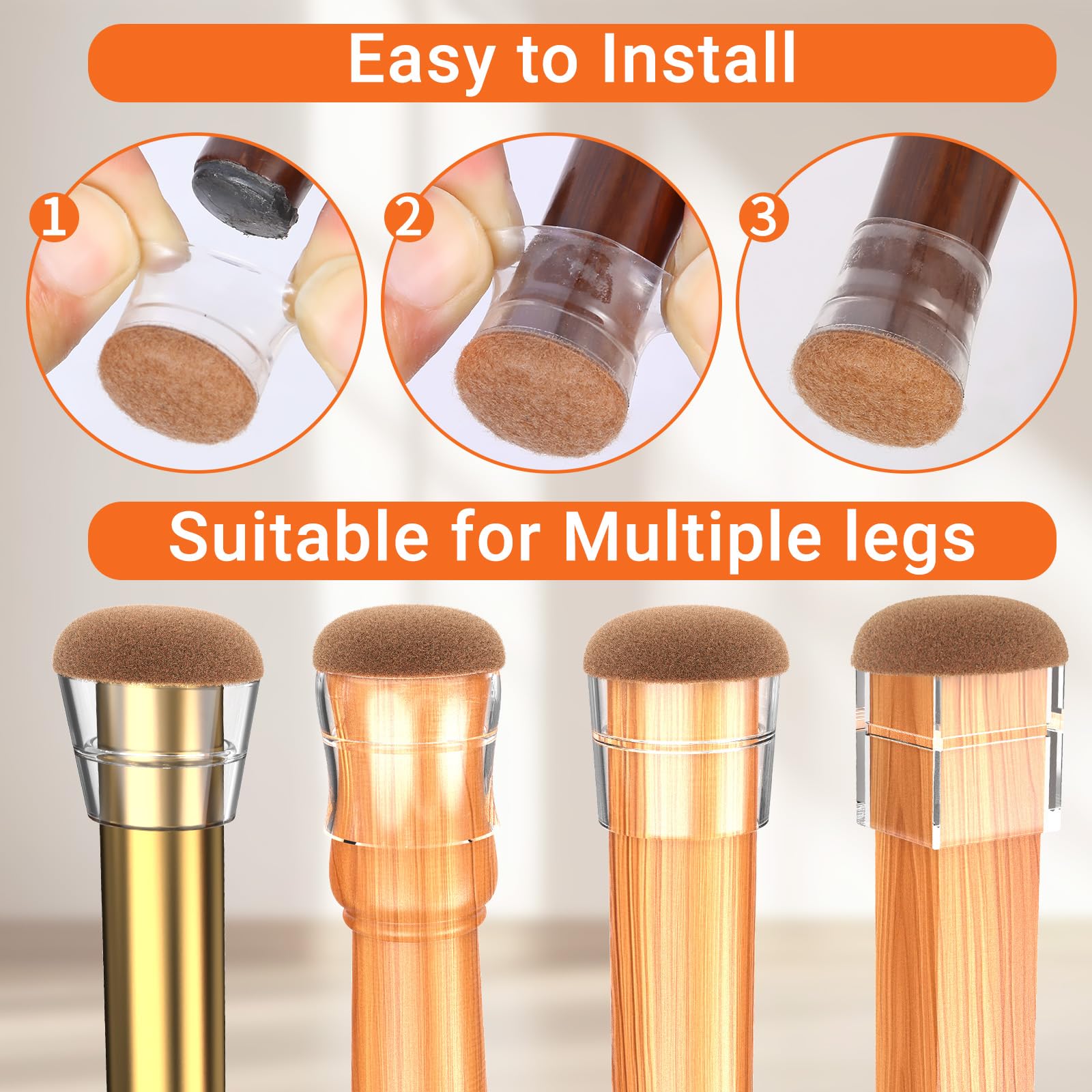 Round Chair Leg Floor Protectors for Hardwood Floors Large 24pcs (24 Count)