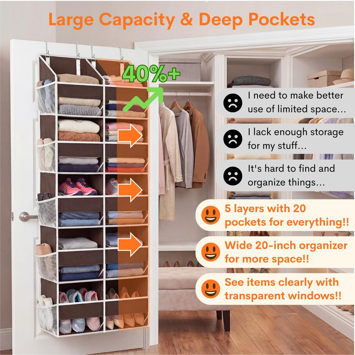 Over the Door Organizer 5 Tiers
