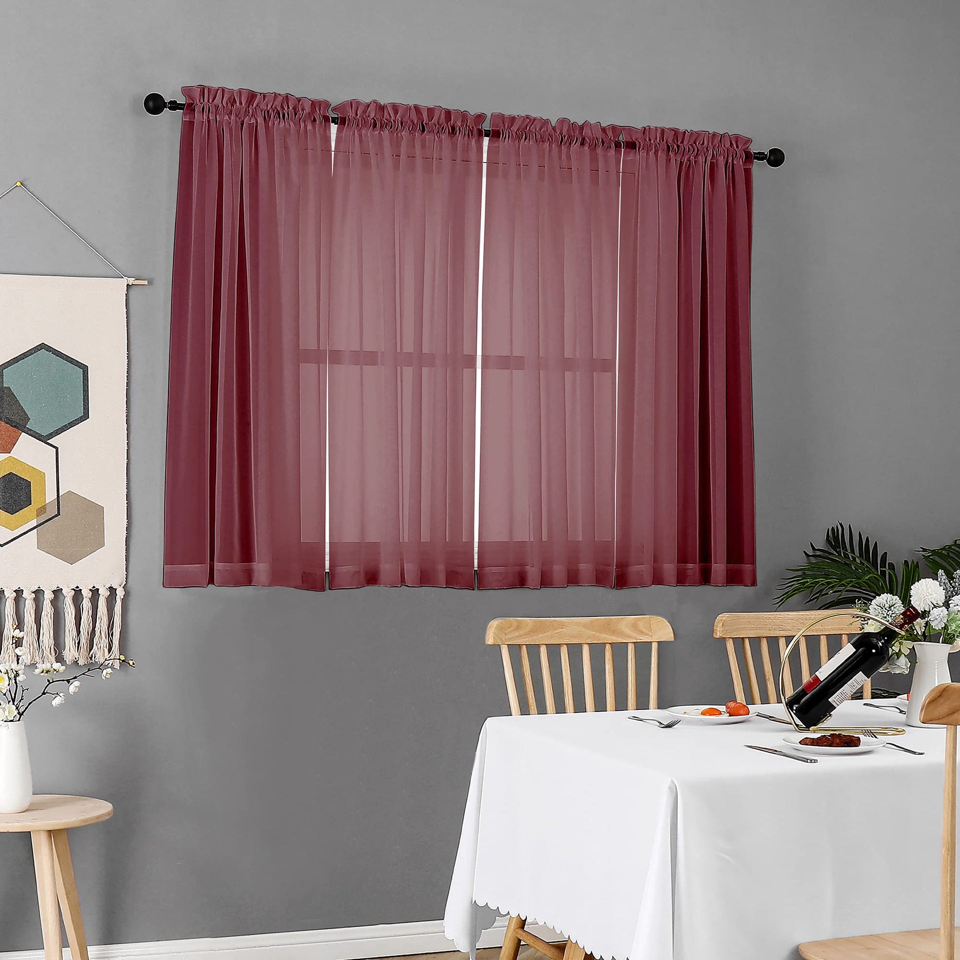 Short Sheer Curtains 45 Inches Length 2 Pieces