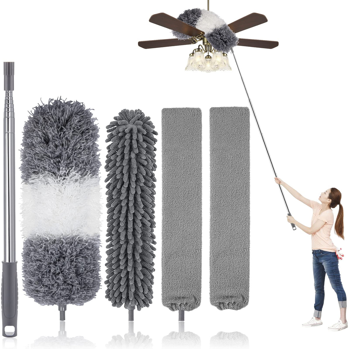 Microfiber Feather Duster Kit with Extension Pole