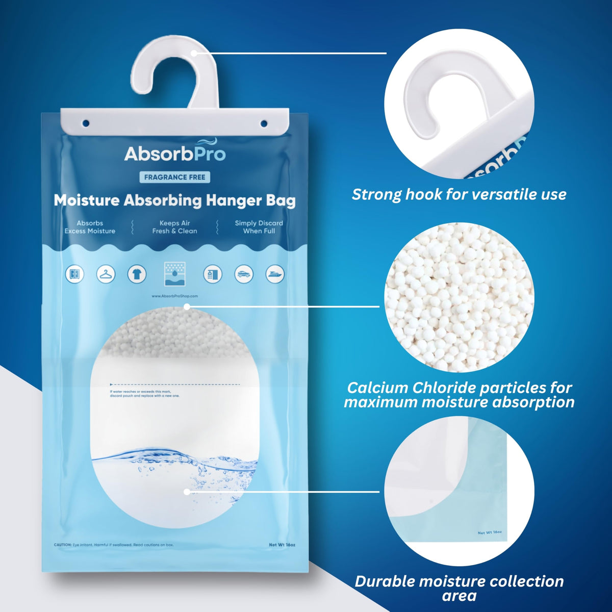 Moisture Absorbing Hanger Bag Fragrance Free (3 Count)