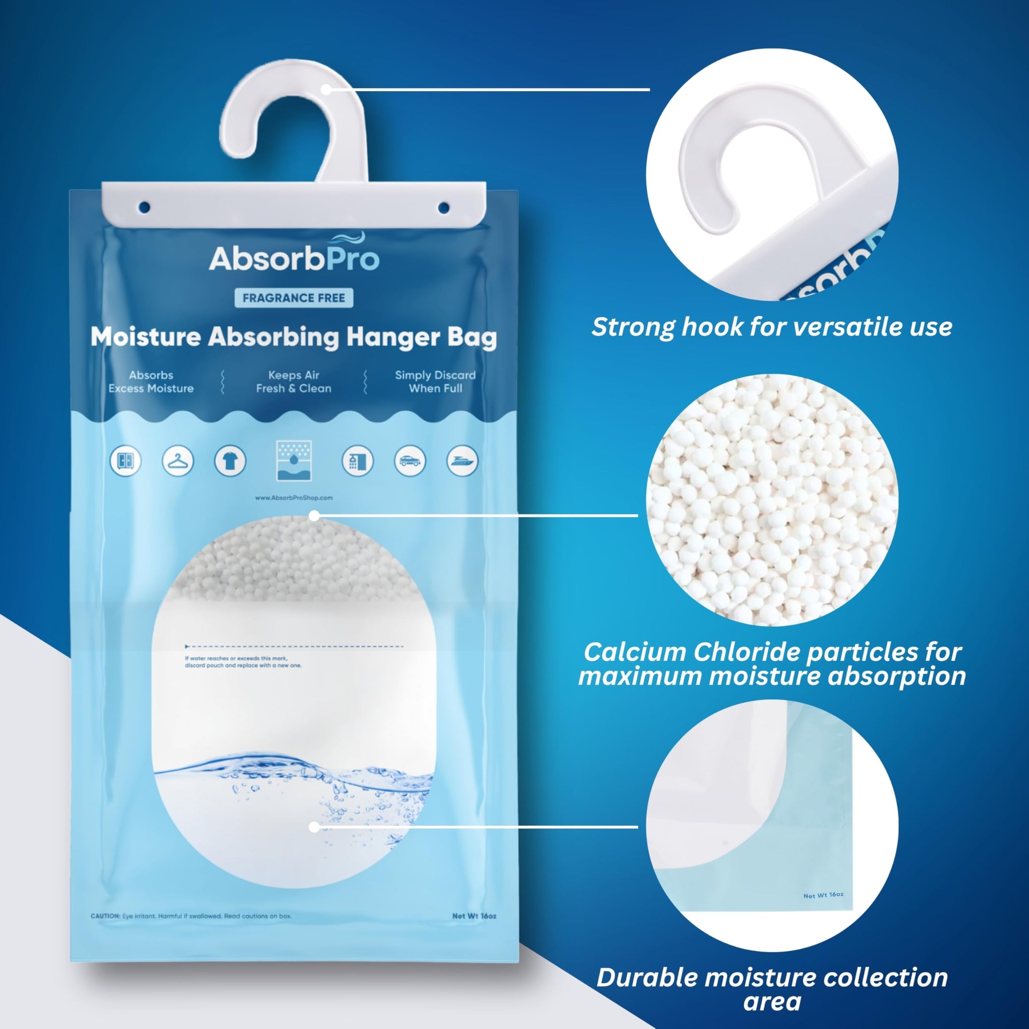 Moisture Absorbing Hanger Bag Fragrance Free (3 Count)