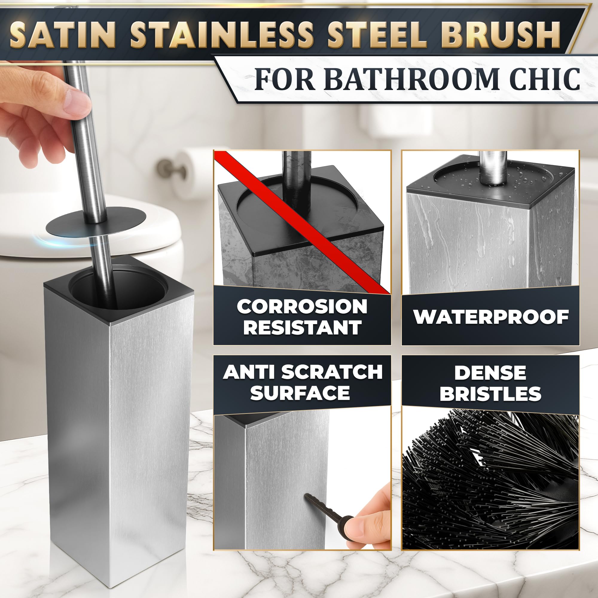 Stainless Steel Toilet Brush and Holder Set