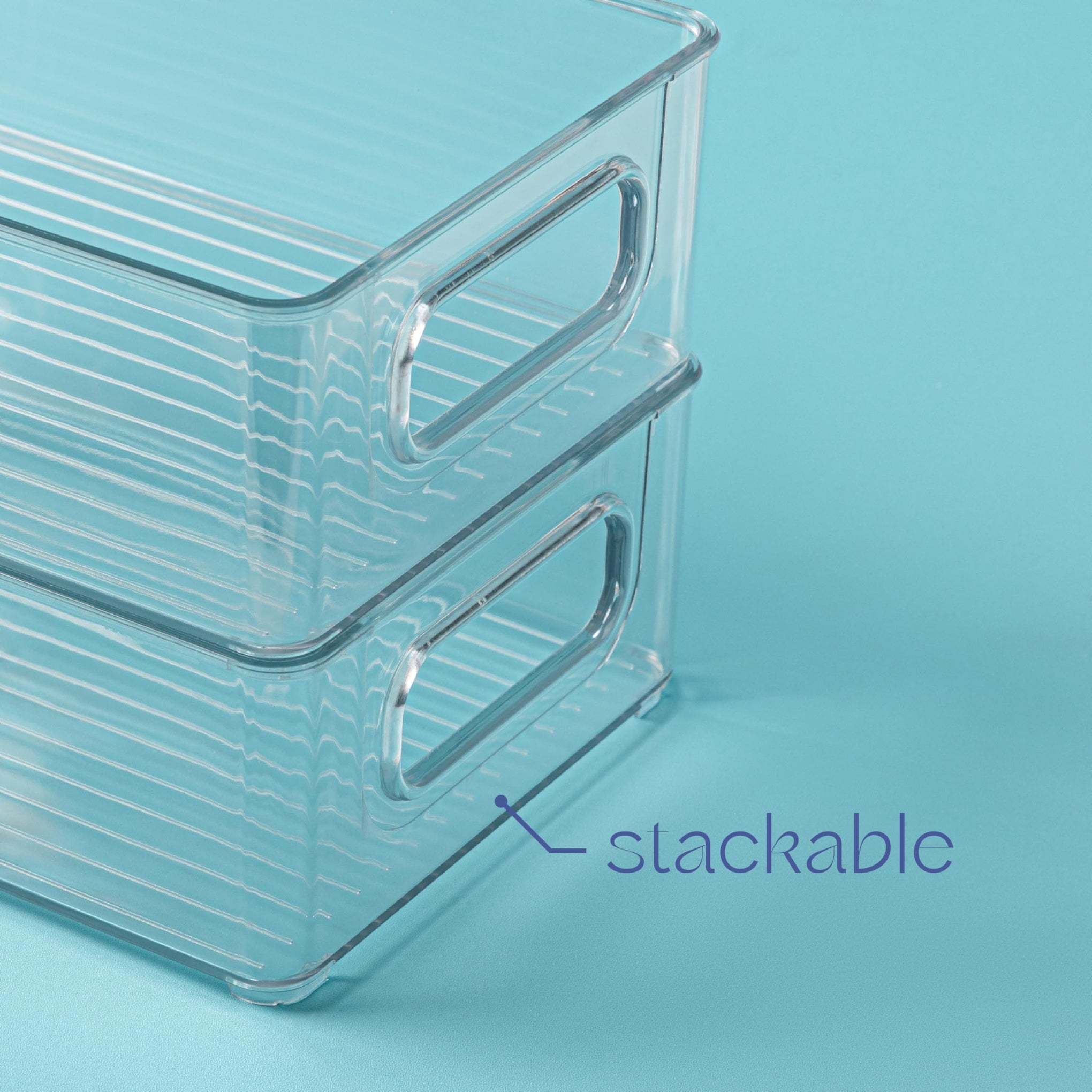 Plastic Food Storage 4 Pack Clear Container Bin with Handles for Organizing Kitchen (4 Count)