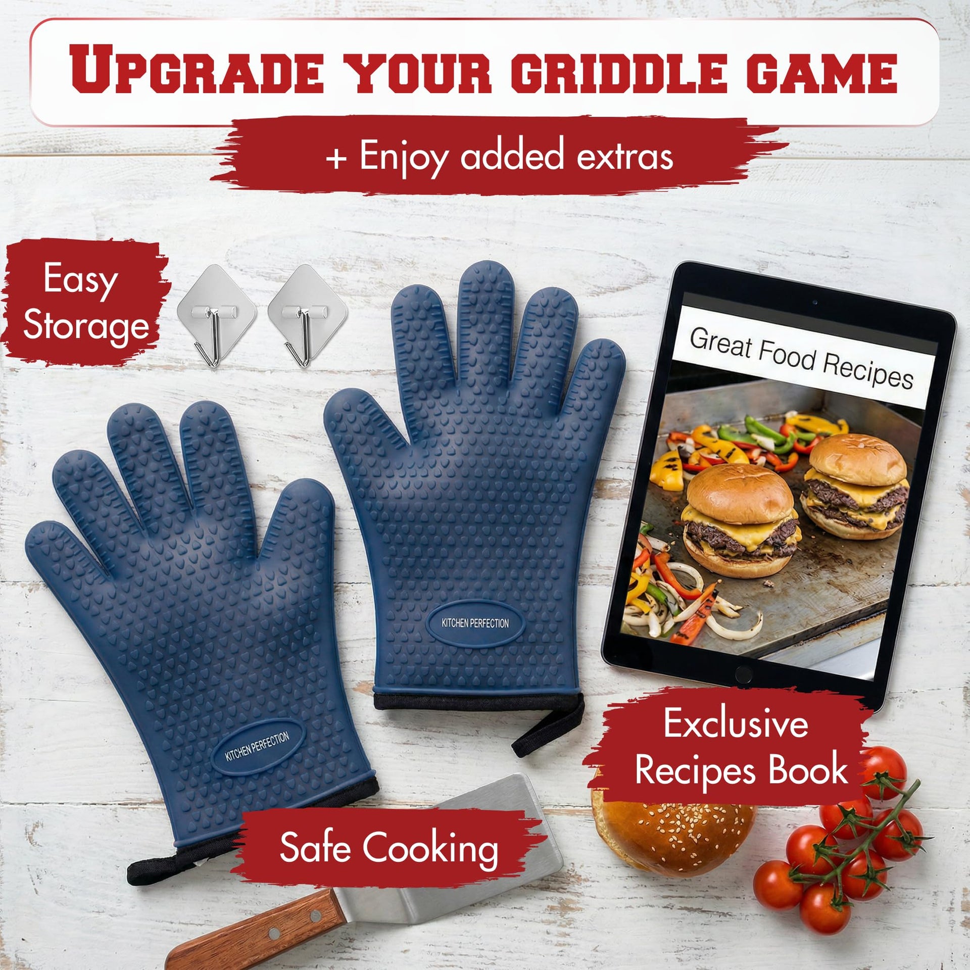 Silicone Griddle Grill Gloves Heat Resistant Oven Mitts