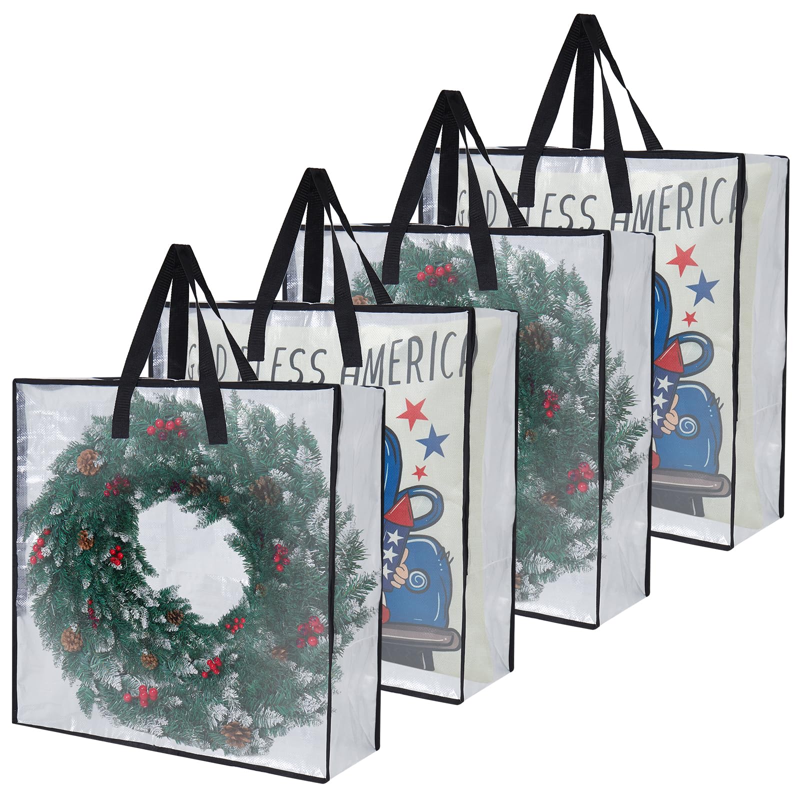 4 Pack Clear Heavy Duty Moving Bags and Storage Bags (4 Count)