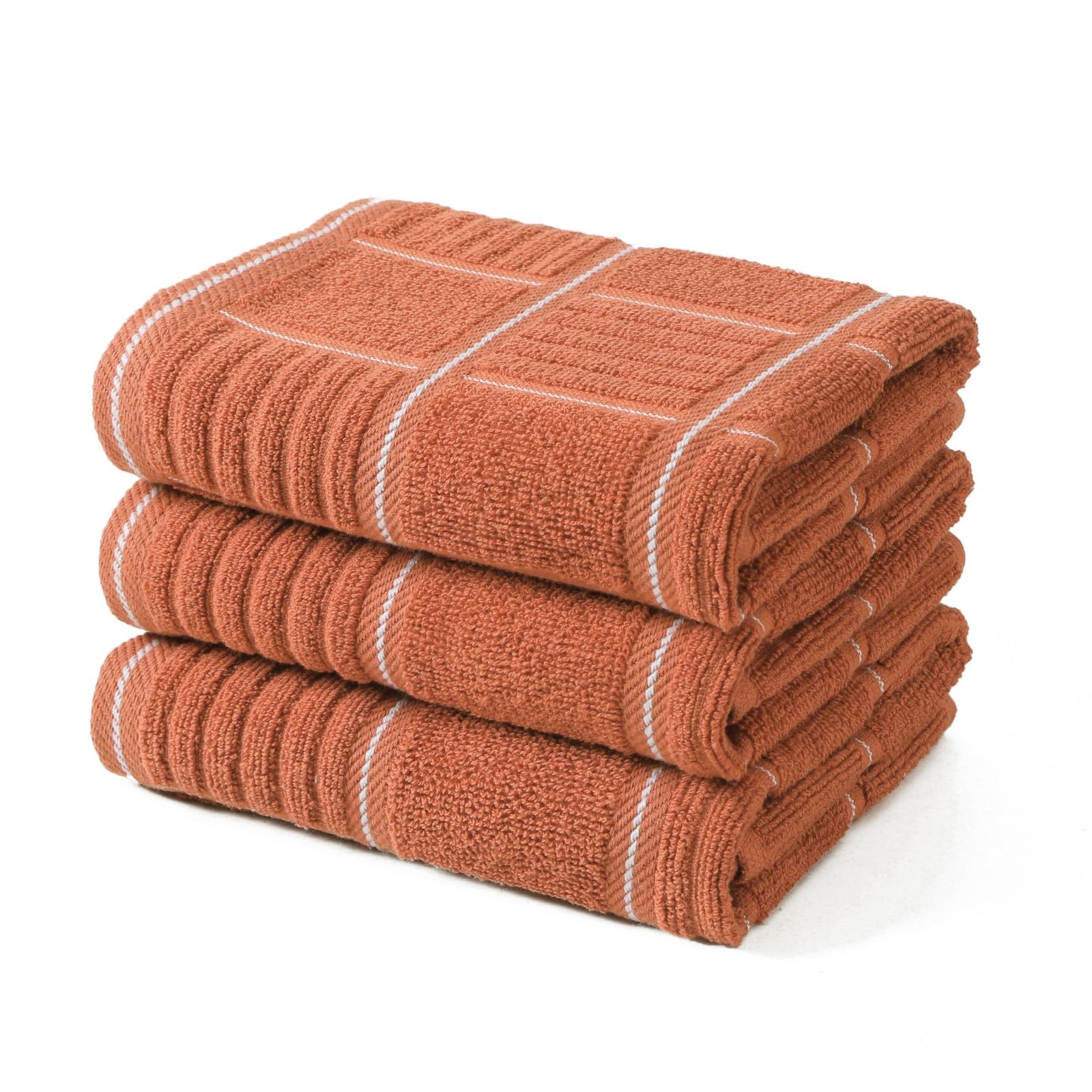 Kitchen Dish Towels Heavy Duty Absorbent Dish Cloths with Hanging Loop 100% Cotton Tea Bar Towels (3 Count)