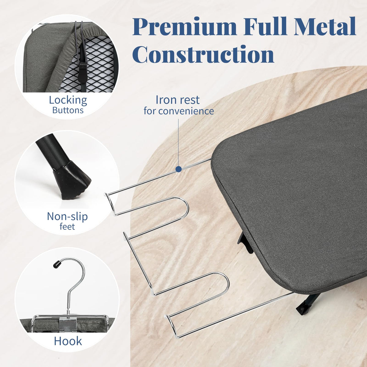 Small Ironing Board Foldable 31"x12" Black