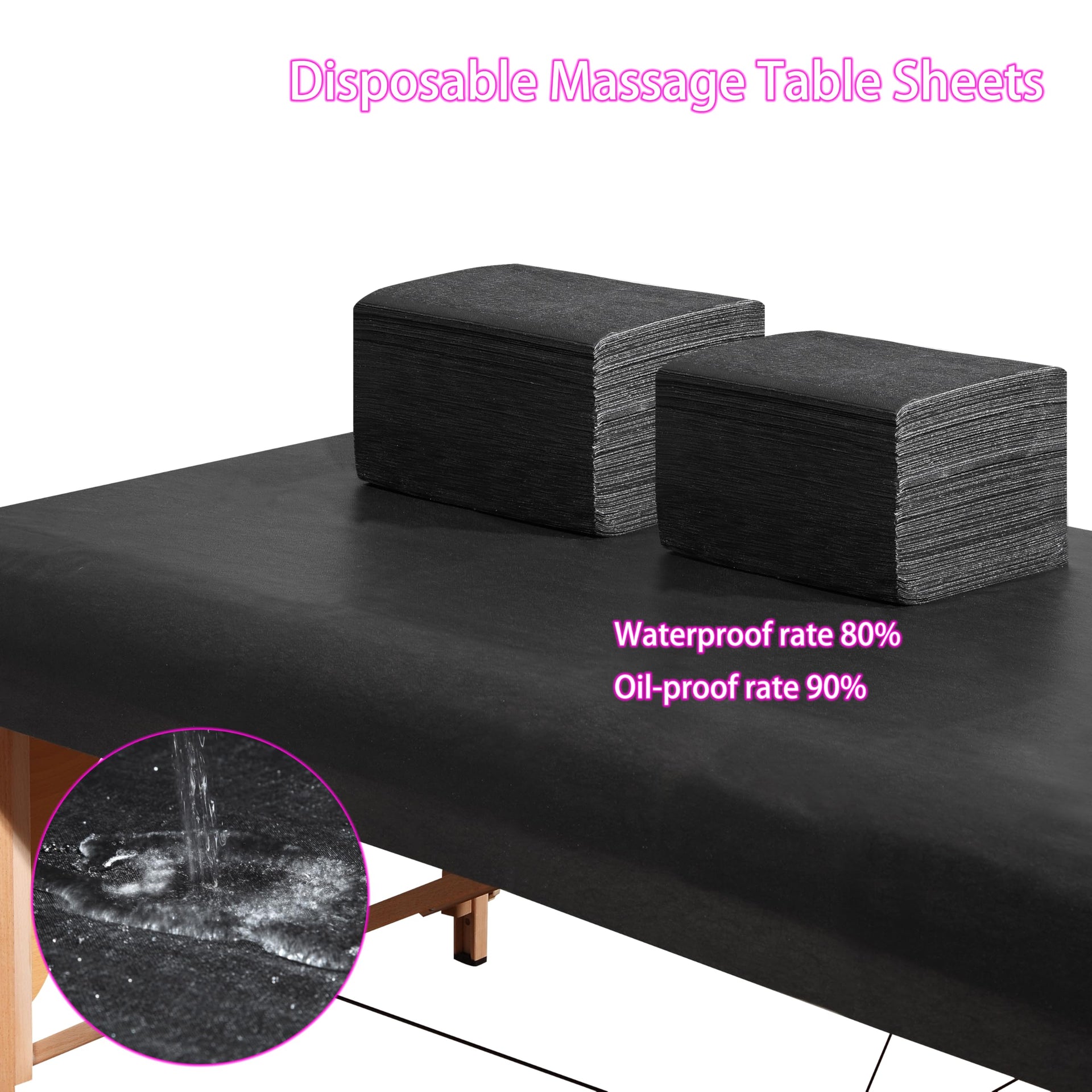 Disposable Bed Sheets 100 Pcs 31" x 71" Massage Table Sheets Non Woven Fabric SPA Bed Cover Breathable for Massage Beauty Tattoos（Black） (100 Count)