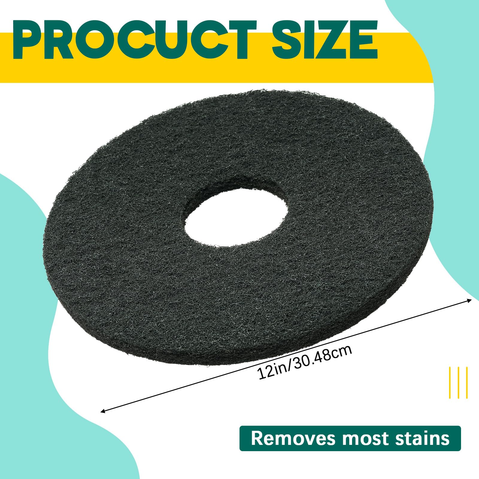 12" Black Scrubbing Pads Commercial Cleaning Orbiter Pads (2 Count)