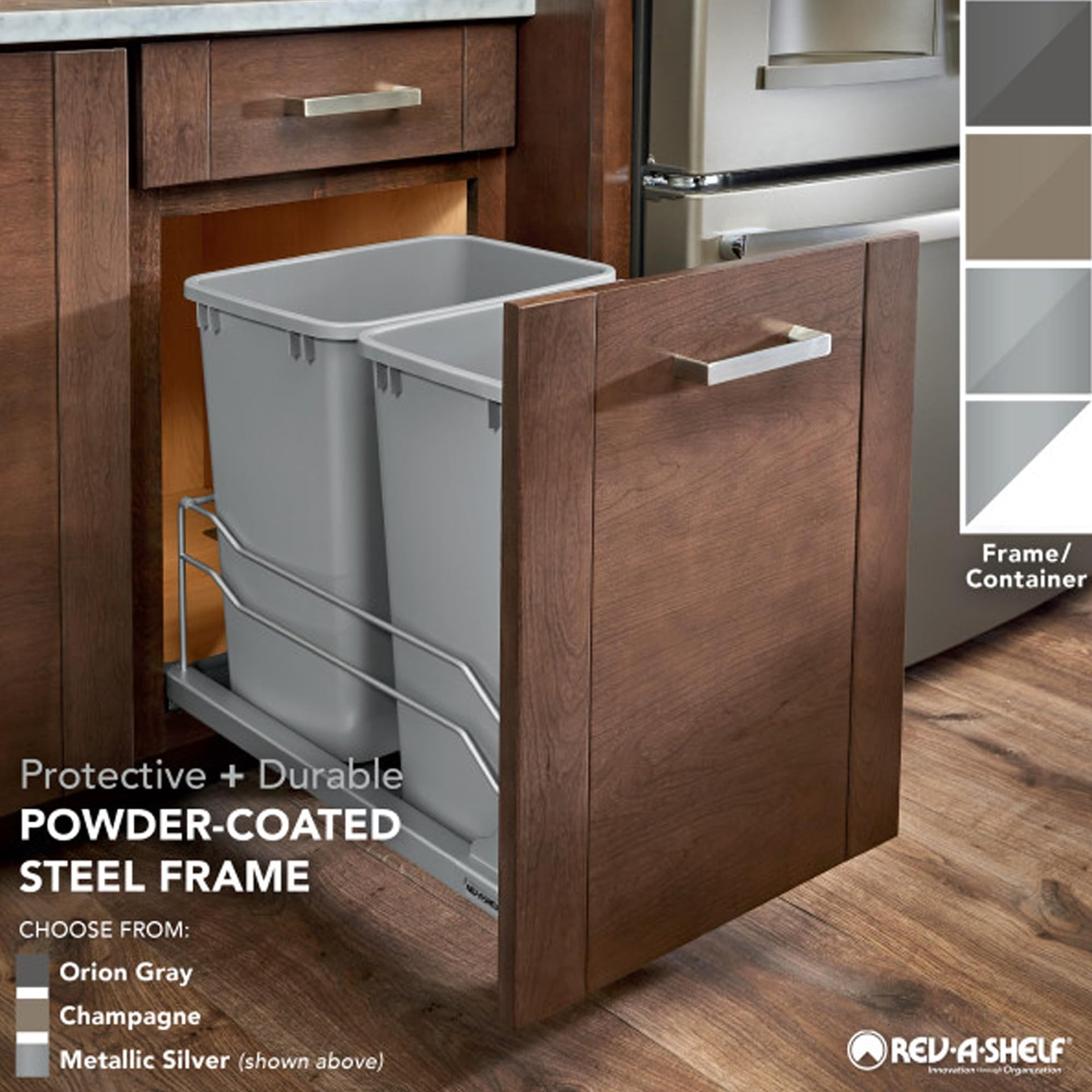 Double 27 Qt Pull Out Trash Cans with Soft Close for Under Kitchen Cabinets