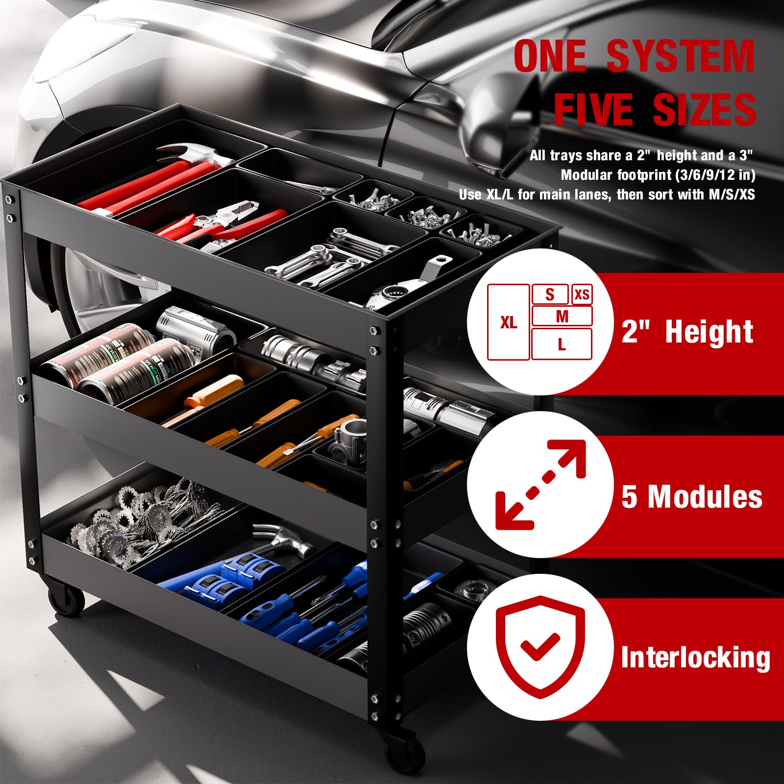 48PCS & 5 Sizes】 Tool Box Organizer Tray (48 Count)