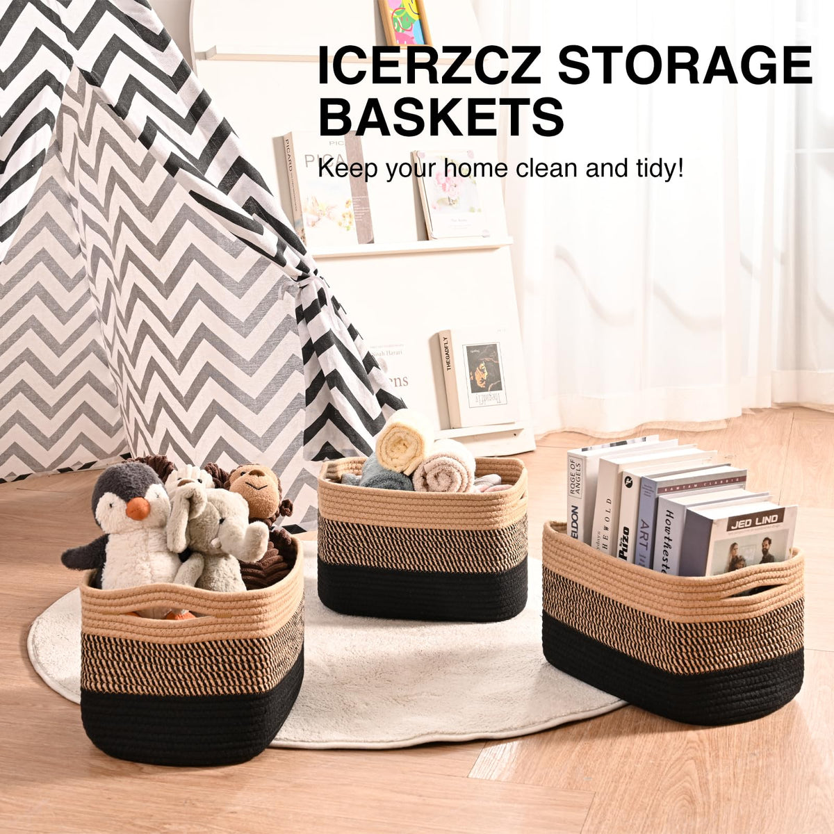 Storage Baskets for Shelves Organizing (4 Count)