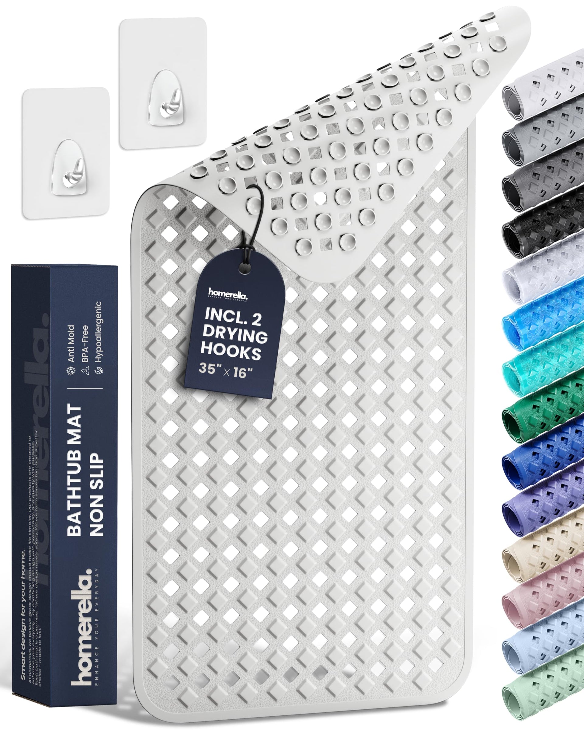 Bathtub Mat Non Slip 35x16 Shower Mat Non Slip Anti Mold BPA Free