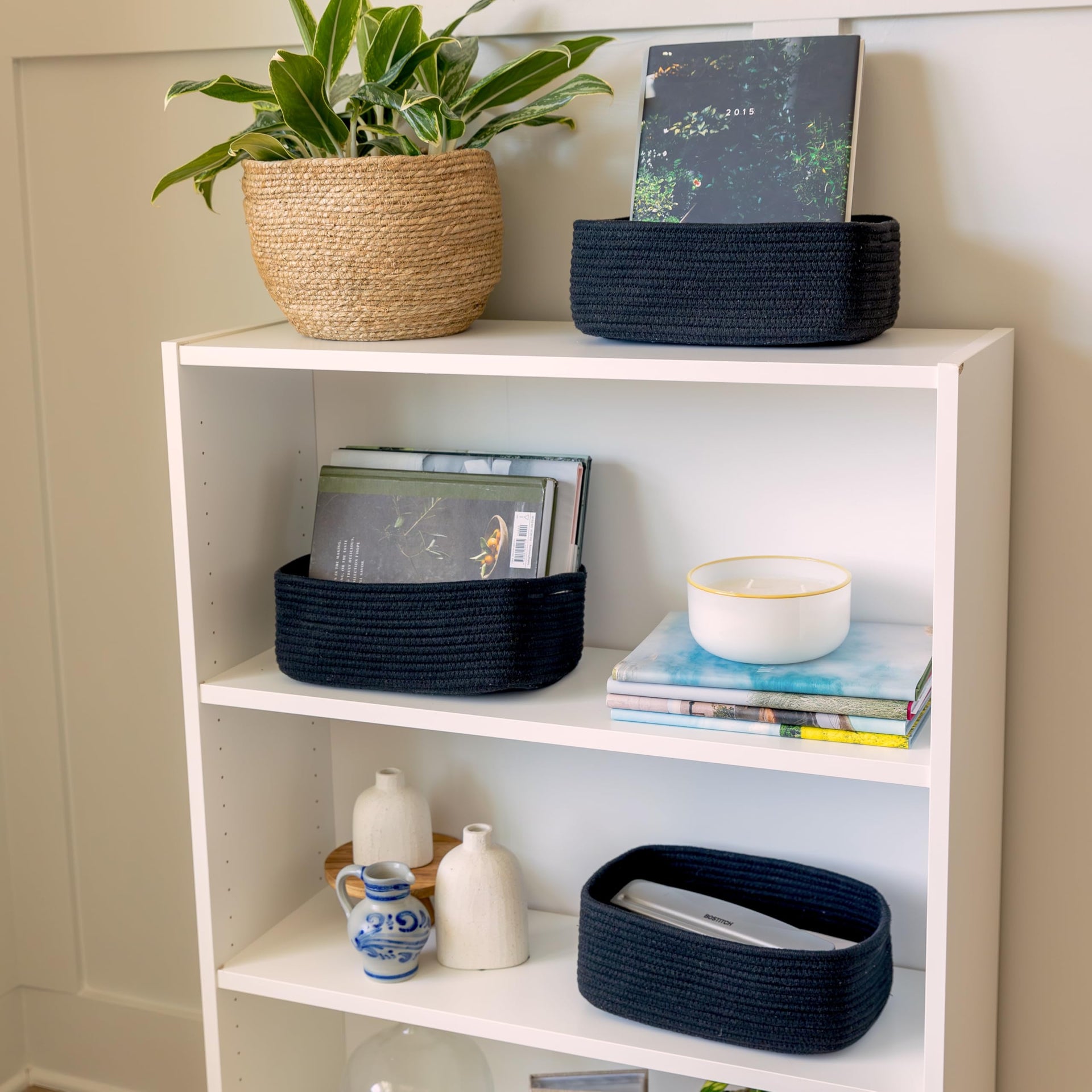 11.8"x8"x4.5” Rectangle Storage Baskets for Shelves 3 Pack (3 Count)