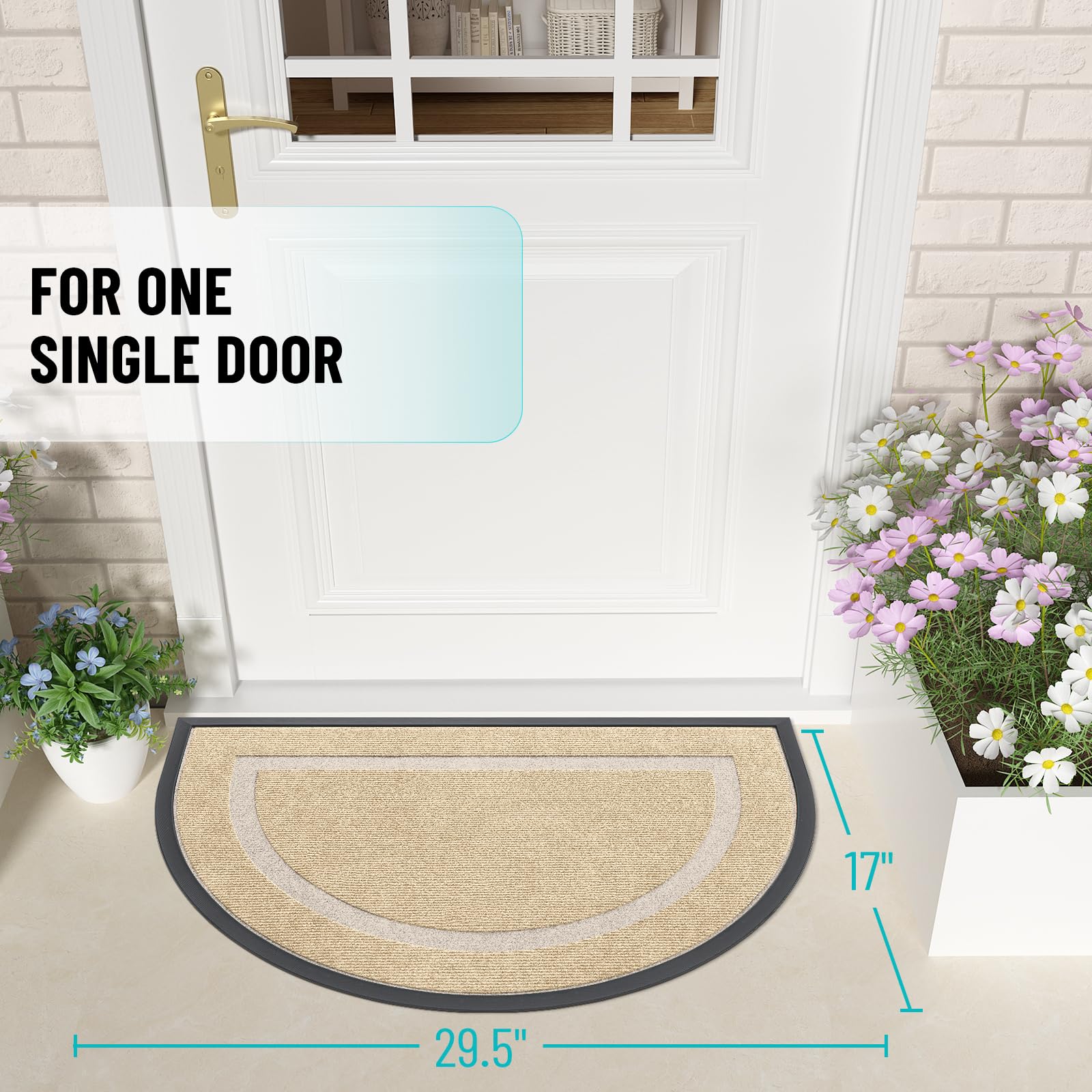 Half Circle Front Door Mat Outside 29.5x17 All